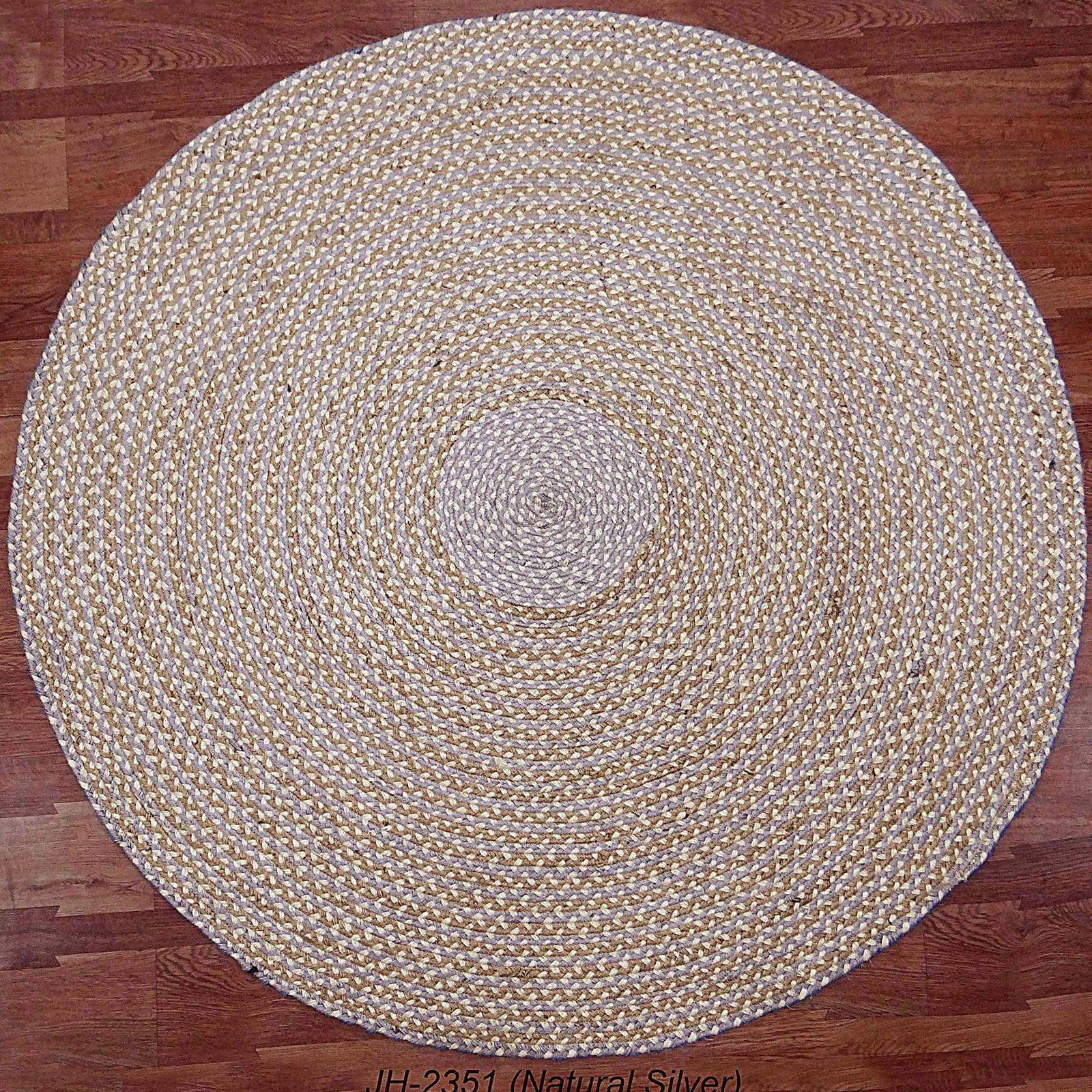 D150 Cm Braided Round Handmade Wool Rug Jh-2351-L - Rugs - ebarza Furniture UAE | Shop Modern Furniture in Abu Dhabi & Dubai - مفروشات ايبازرا في الامارات | تسوق اثاث عصري وديكورات مميزة في دبي وابوظبي