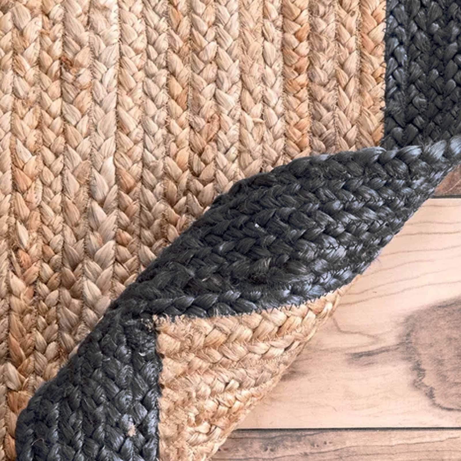 D150 Cm Braided Round Handmade Wool Rug Jute-Braided-L - Rugs - ebarza Furniture UAE | Shop Modern Furniture in Abu Dhabi & Dubai - مفروشات ايبازرا في الامارات | تسوق اثاث عصري وديكورات مميزة في دبي وابوظبي