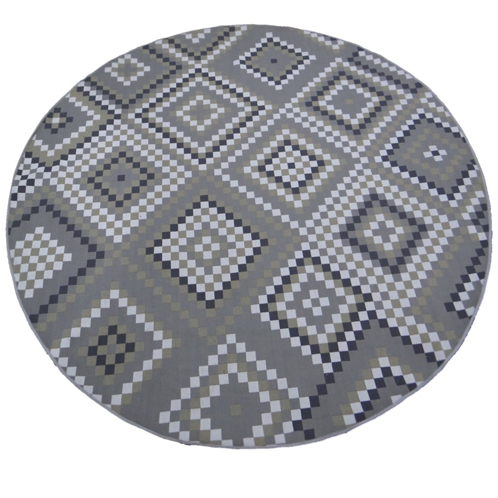 D250 Cm Outdoor/Indoor Rug Simco-Sim-21-Beigeblue-Round - Rugs - ebarza Furniture UAE | Shop Modern Furniture in Abu Dhabi & Dubai - مفروشات ايبازرا في الامارات | تسوق اثاث عصري وديكورات مميزة في دبي وابوظبي