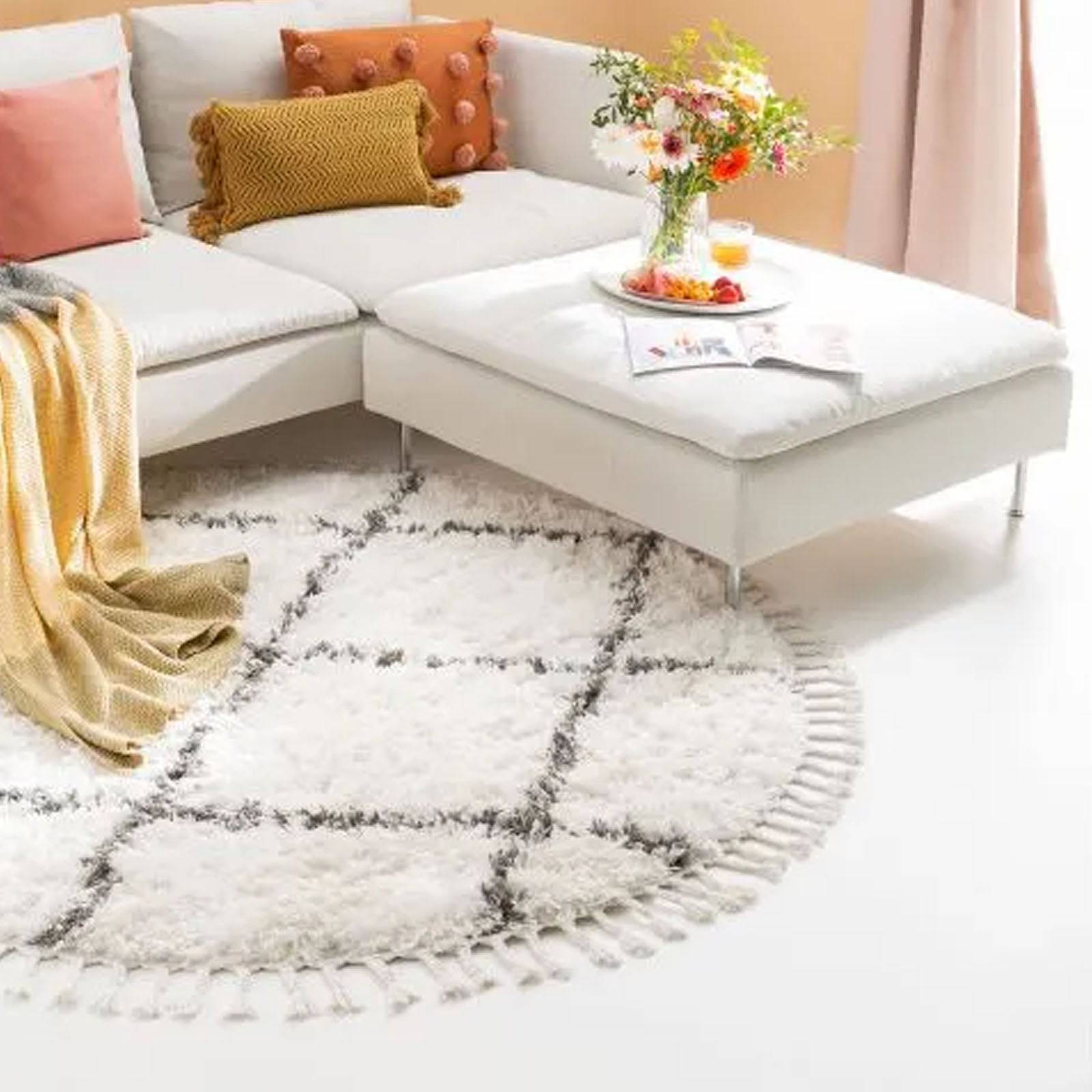 D250 Cm Round Handmade Wool Rug Jh-2710-Ivory-250 - Rugs - ebarza Furniture UAE | Shop Modern Furniture in Abu Dhabi & Dubai - مفروشات ايبازرا في الامارات | تسوق اثاث عصري وديكورات مميزة في دبي وابوظبي