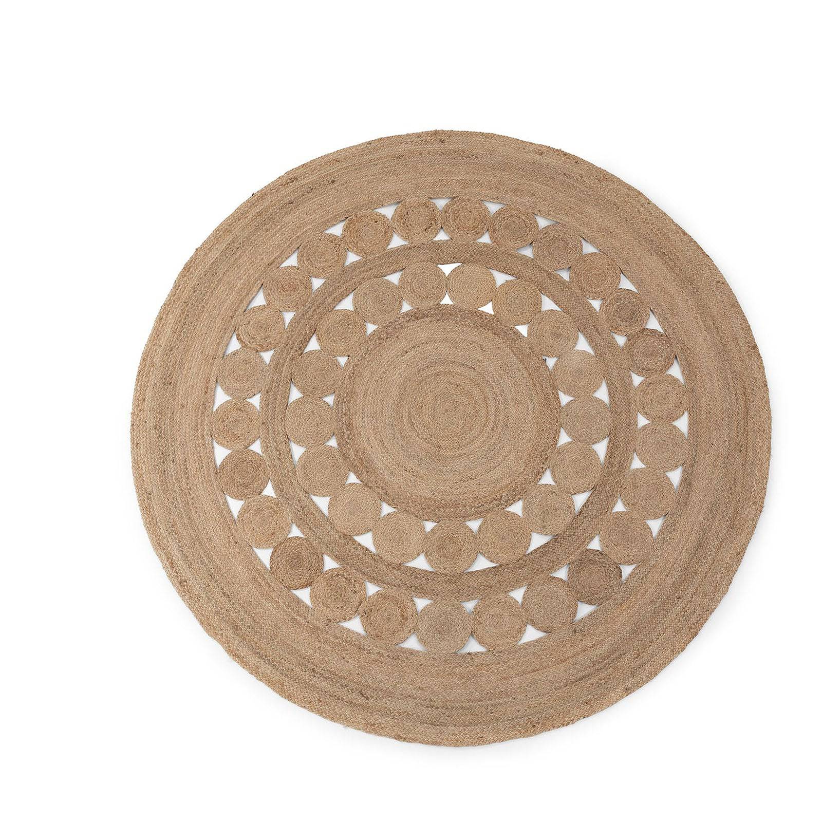 D275 Cm Braided Round Handmade Wool Rug Jute Jh-2696 - Rugs - ebarza Furniture UAE | Shop Modern Furniture in Abu Dhabi & Dubai - مفروشات ايبازرا في الامارات | تسوق اثاث عصري وديكورات مميزة في دبي وابوظبي