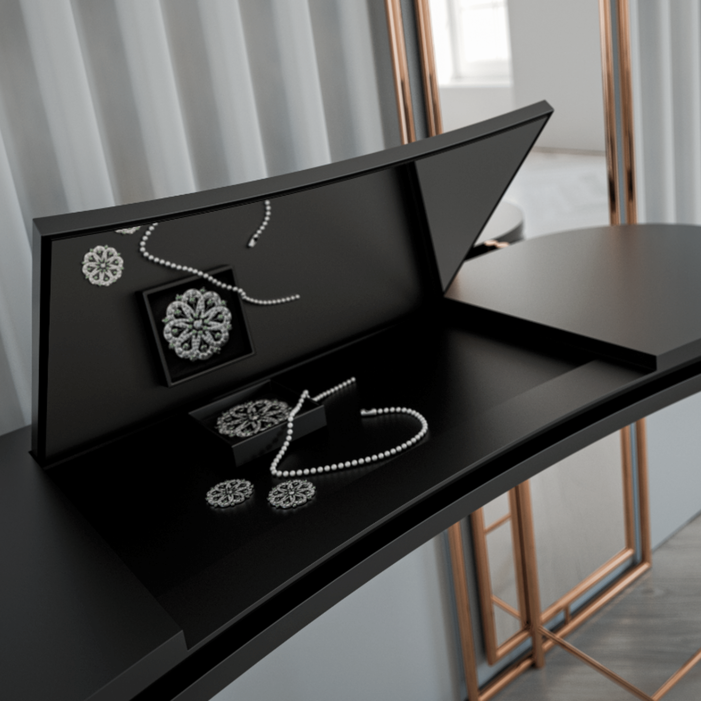 Display Item - Dali Marble Dresser + Mirror Nakheel - DISPLAY ITEM - ebarza Furniture UAE | Shop Modern Furniture in Abu Dhabi & Dubai - مفروشات ايبازرا في الامارات | تسوق اثاث عصري وديكورات مميزة في دبي وابوظبي