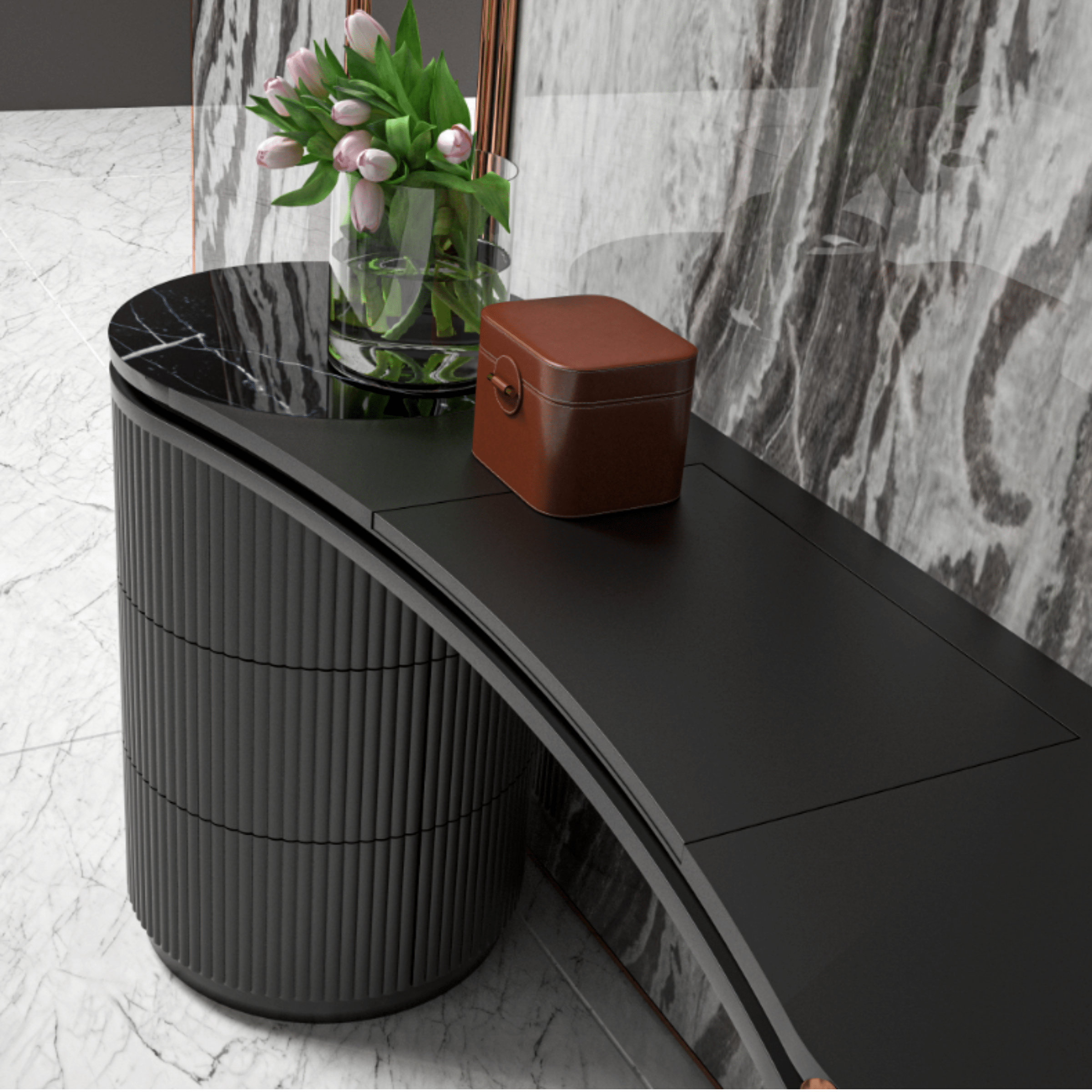 Display Item - Dali Marble Dresser + Mirror Nakheel - DISPLAY ITEM - ebarza Furniture UAE | Shop Modern Furniture in Abu Dhabi & Dubai - مفروشات ايبازرا في الامارات | تسوق اثاث عصري وديكورات مميزة في دبي وابوظبي