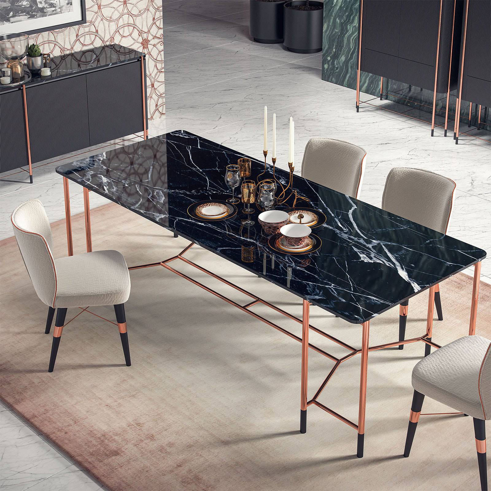 Dali Natural Marble Dining Table Dali-400 - Dining Tables - ebarza Furniture UAE | Shop Modern Furniture in Abu Dhabi & Dubai - مفروشات ايبازرا في الامارات | تسوق اثاث عصري وديكورات مميزة في دبي وابوظبي