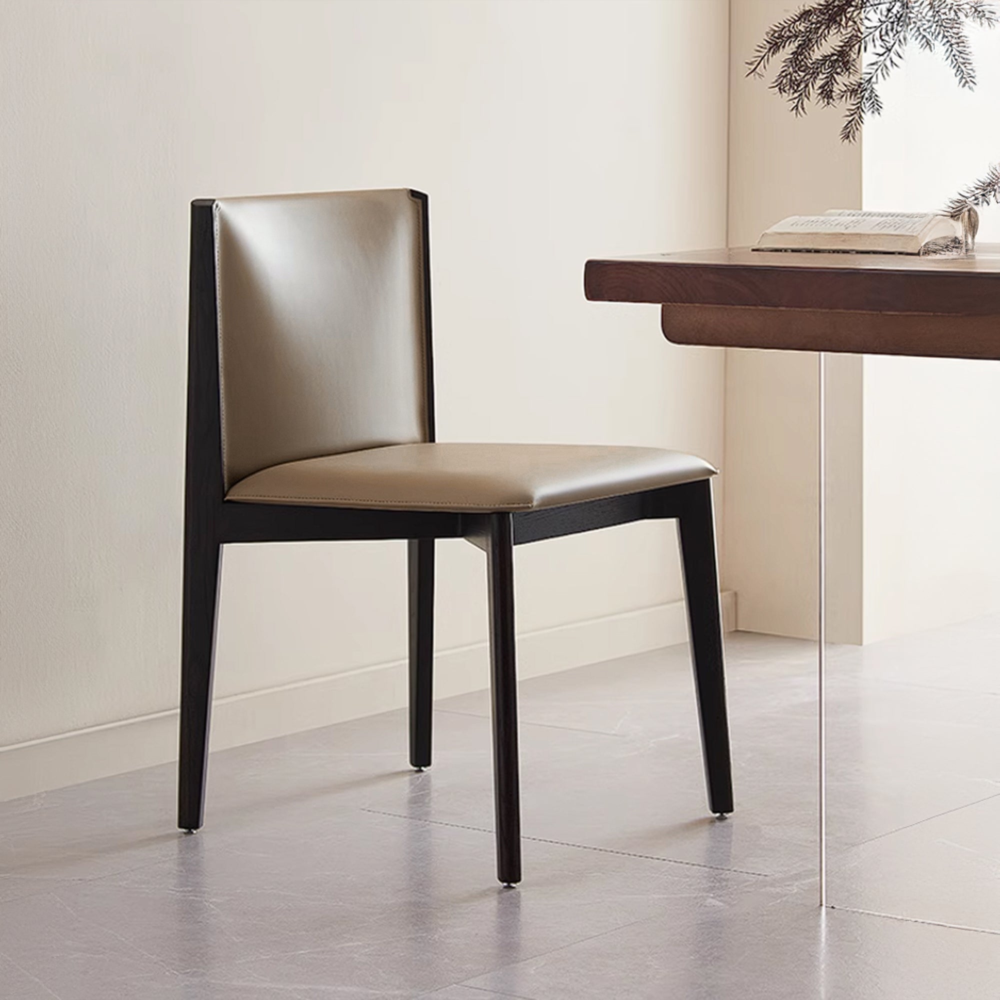 Dark Saddle Leather Dining Chair without arm PS-B132-1 - Chairs - ebarza Furniture UAE | Shop Modern Furniture in Abu Dhabi & Dubai - مفروشات ايبازرا في الامارات | تسوق اثاث عصري وديكورات مميزة في دبي وابوظبي