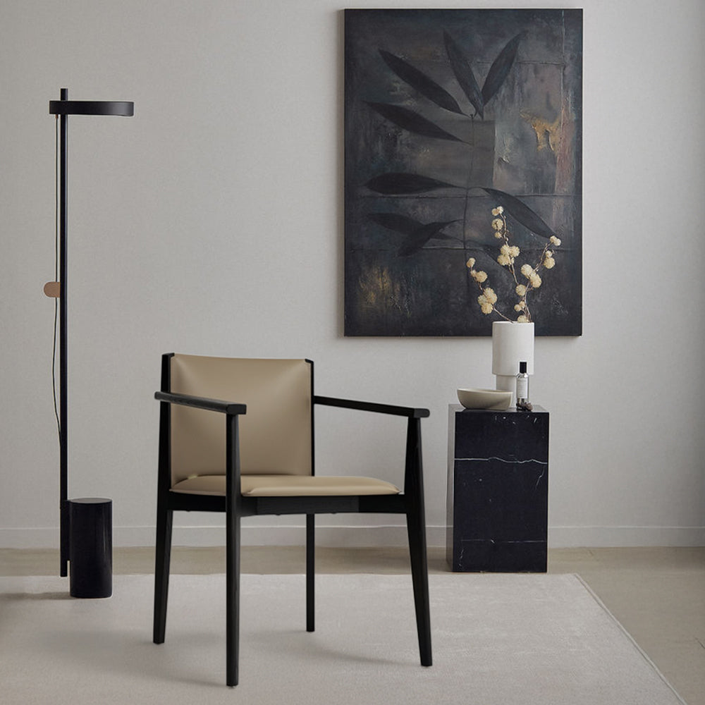 Dark Saddle Leather with arm Dining Chair PS-B132 - Chairs - ebarza Furniture UAE | Shop Modern Furniture in Abu Dhabi & Dubai - مفروشات ايبازرا في الامارات | تسوق اثاث عصري وديكورات مميزة في دبي وابوظبي