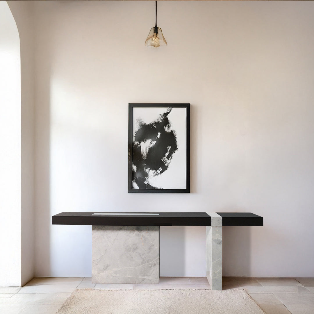 New Smoky Base Grey Marble Console JK-W011 - Consoles - ebarza Furniture UAE | Shop Modern Furniture in Abu Dhabi & Dubai - مفروشات ايبازرا في الامارات | تسوق اثاث عصري وديكورات مميزة في دبي وابوظبي