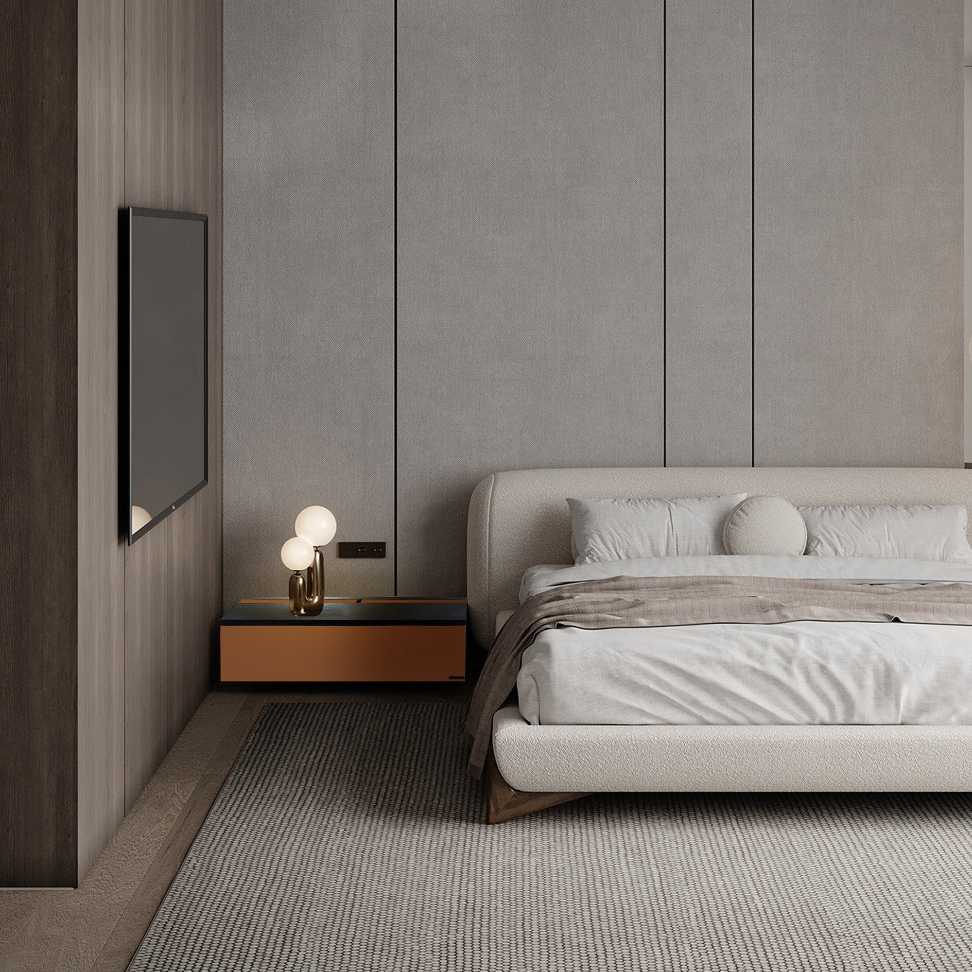 Suspended / Hanged Modular Wall Unit / Dresser / TV unit 160CM MLL-CUS01-M7 Orange - Storage/TV Unites - ebarza Furniture UAE | Shop Modern Furniture in Abu Dhabi & Dubai - مفروشات ايبازرا في الامارات | تسوق اثاث عصري وديكورات مميزة في دبي وابوظبي