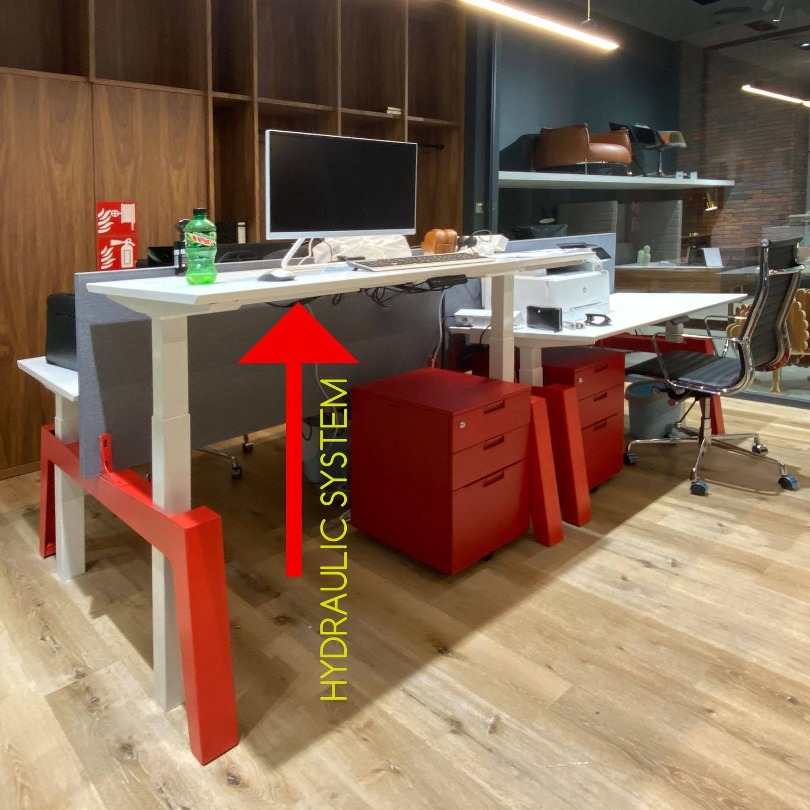 Ebarza Hydraulic  2Staff Workstation-Red -  Office Desks - ebarza Furniture UAE | Shop Modern Furniture in Abu Dhabi & Dubai - مفروشات ايبازرا في الامارات | تسوق اثاث عصري وديكورات مميزة في دبي وابوظبي