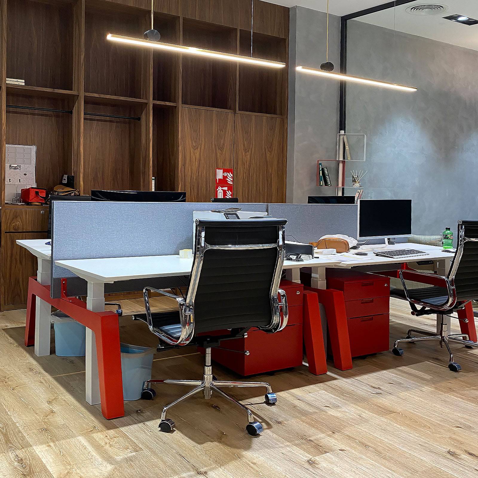 Ebarza Hydraulic 2Staff Workstation-Yellow - Office Desks - ebarza Furniture UAE | Shop Modern Furniture in Abu Dhabi & Dubai - مفروشات ايبازرا في الامارات | تسوق اثاث عصري وديكورات مميزة في دبي وابوظبي