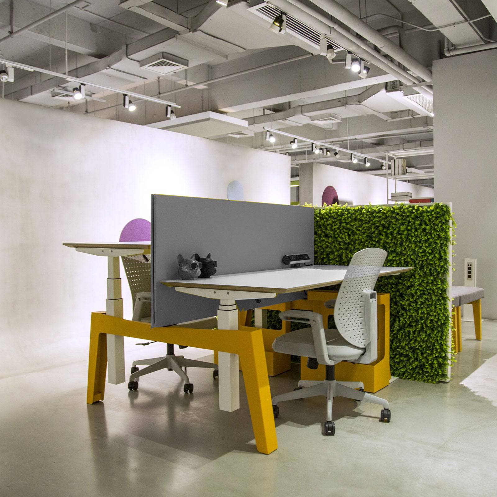 Ebarza Hydraulic  2Staff Workstation-Yellow -  Office Desks - ebarza Furniture UAE | Shop Modern Furniture in Abu Dhabi & Dubai - مفروشات ايبازرا في الامارات | تسوق اثاث عصري وديكورات مميزة في دبي وابوظبي