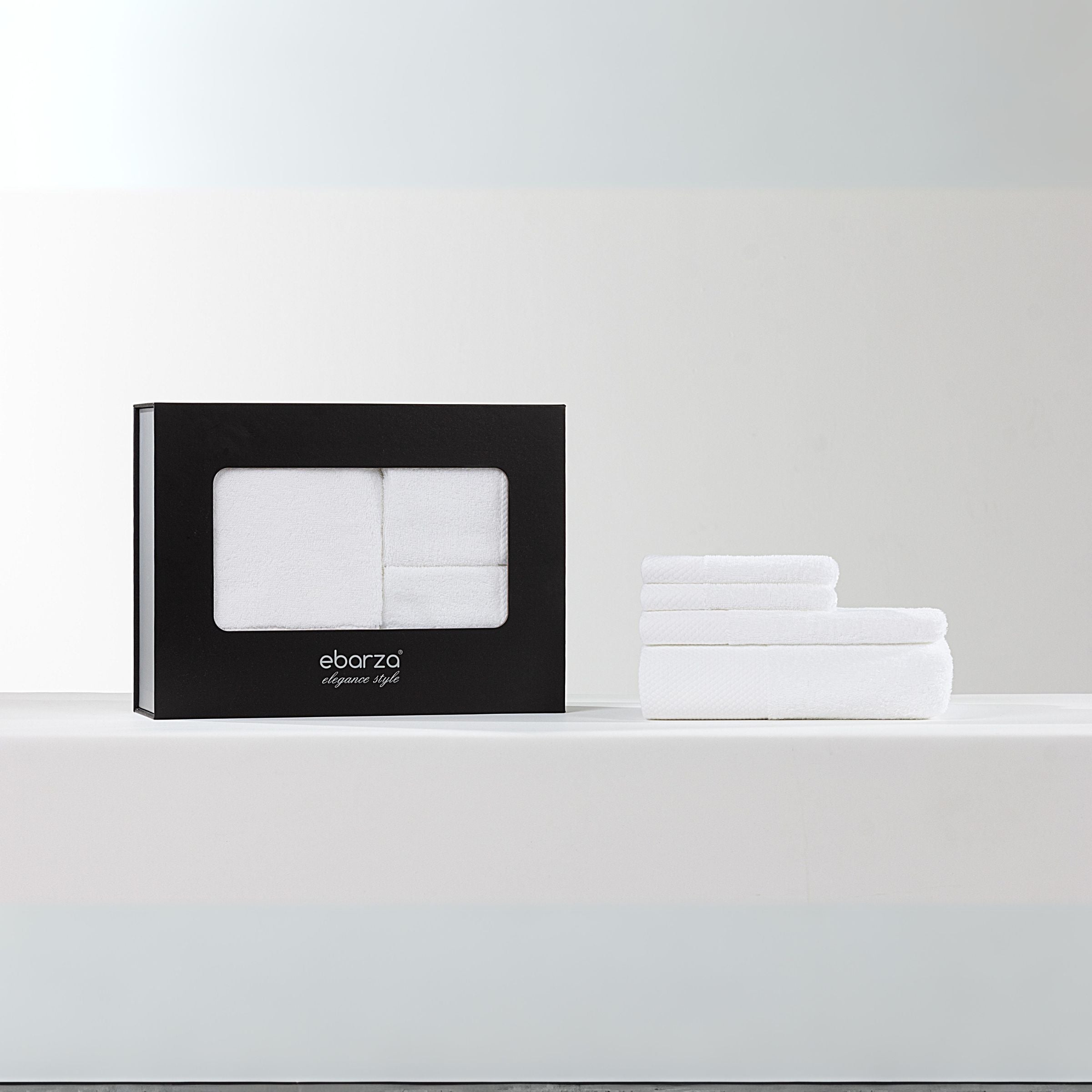 ebarza Dobby Border Towel Set EBTS-001 - Towels - ebarza Furniture UAE | Shop Modern Furniture in Abu Dhabi & Dubai - مفروشات ايبازرا في الامارات | تسوق اثاث عصري وديكورات مميزة في دبي وابوظبي