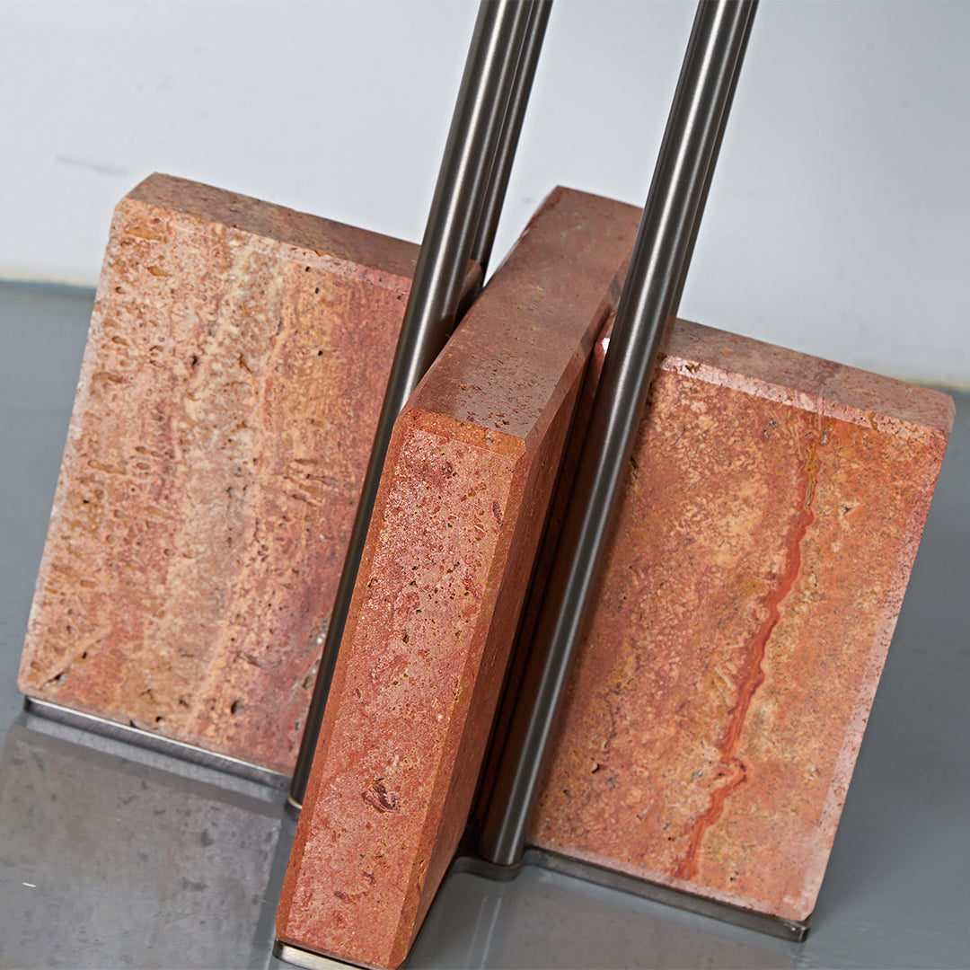 Elysian Travertine Side Table JA043-A - Side Tables - ebarza Furniture UAE | Shop Modern Furniture in Abu Dhabi & Dubai - مفروشات ايبازرا في الامارات | تسوق اثاث عصري وديكورات مميزة في دبي وابوظبي