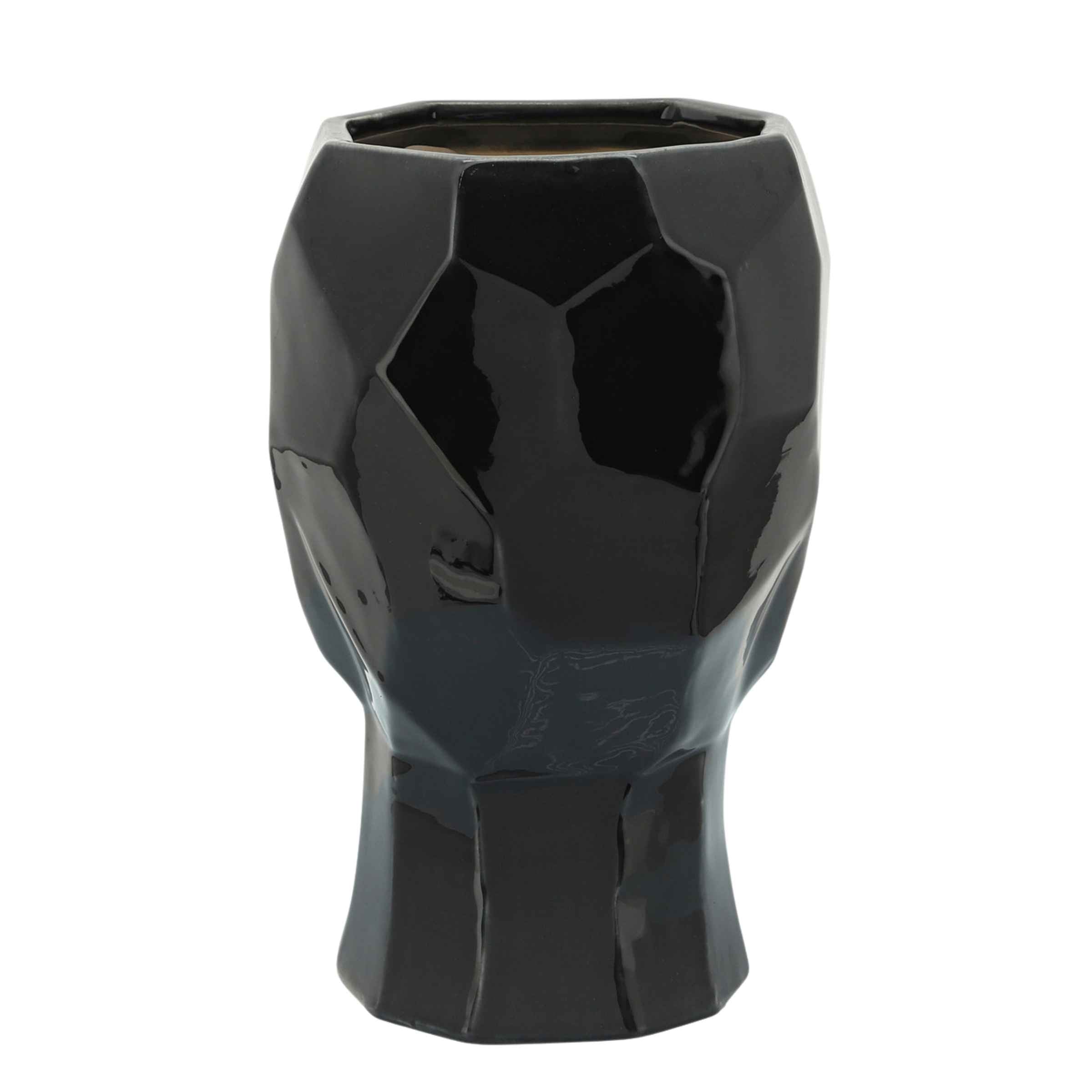 Face Ceramic Vase 30 Cm - Black 14791-02 - Vases - ebarza Furniture UAE | Shop Modern Furniture in Abu Dhabi & Dubai - مفروشات ايبازرا في الامارات | تسوق اثاث عصري وديكورات مميزة في دبي وابوظبي