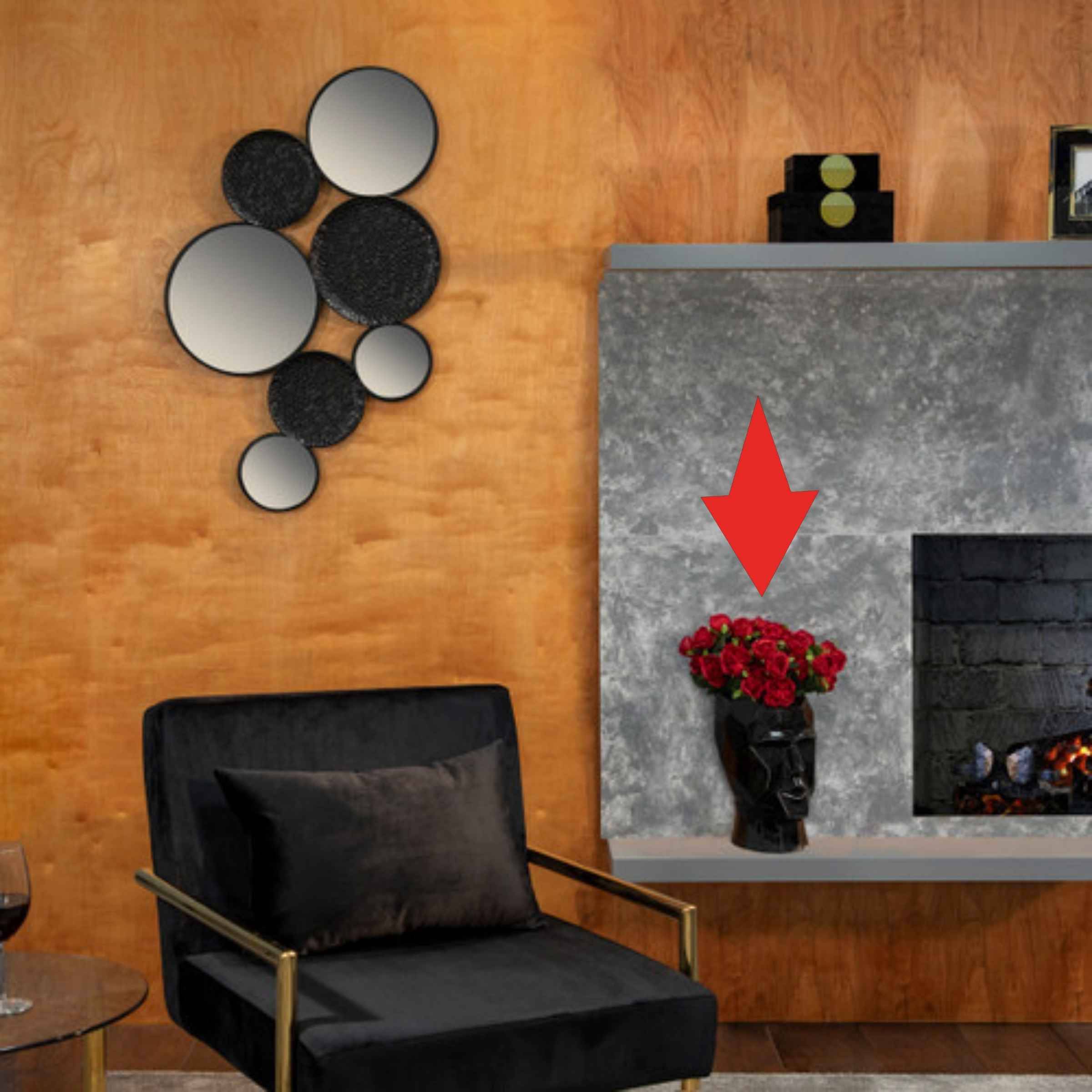 Face Ceramic Vase 30 Cm - Black 14791-02 - Vases - ebarza Furniture UAE | Shop Modern Furniture in Abu Dhabi & Dubai - مفروشات ايبازرا في الامارات | تسوق اثاث عصري وديكورات مميزة في دبي وابوظبي
