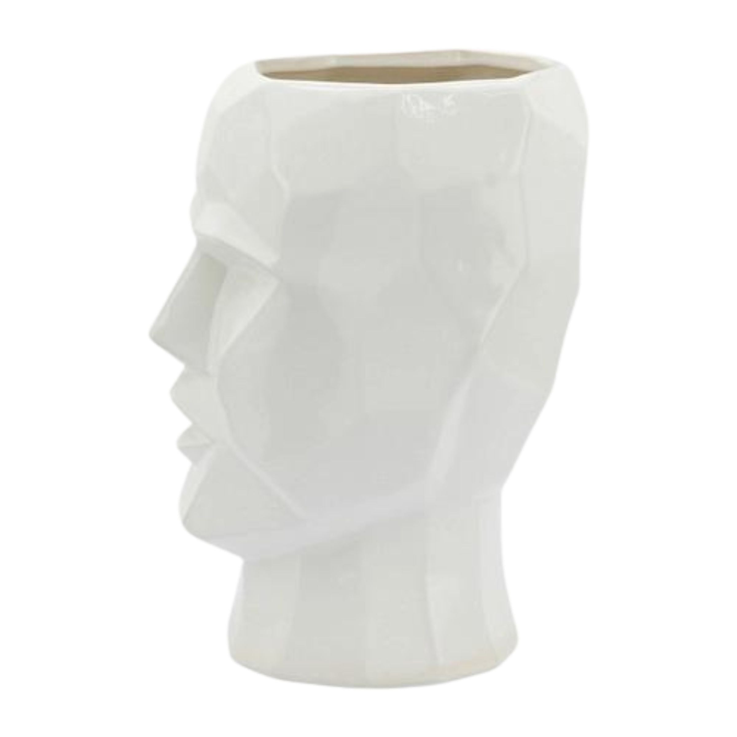 Face Ceramic Vase 30 Cm - White 14791-01 - Vases - ebarza Furniture UAE | Shop Modern Furniture in Abu Dhabi & Dubai - مفروشات ايبازرا في الامارات | تسوق اثاث عصري وديكورات مميزة في دبي وابوظبي
