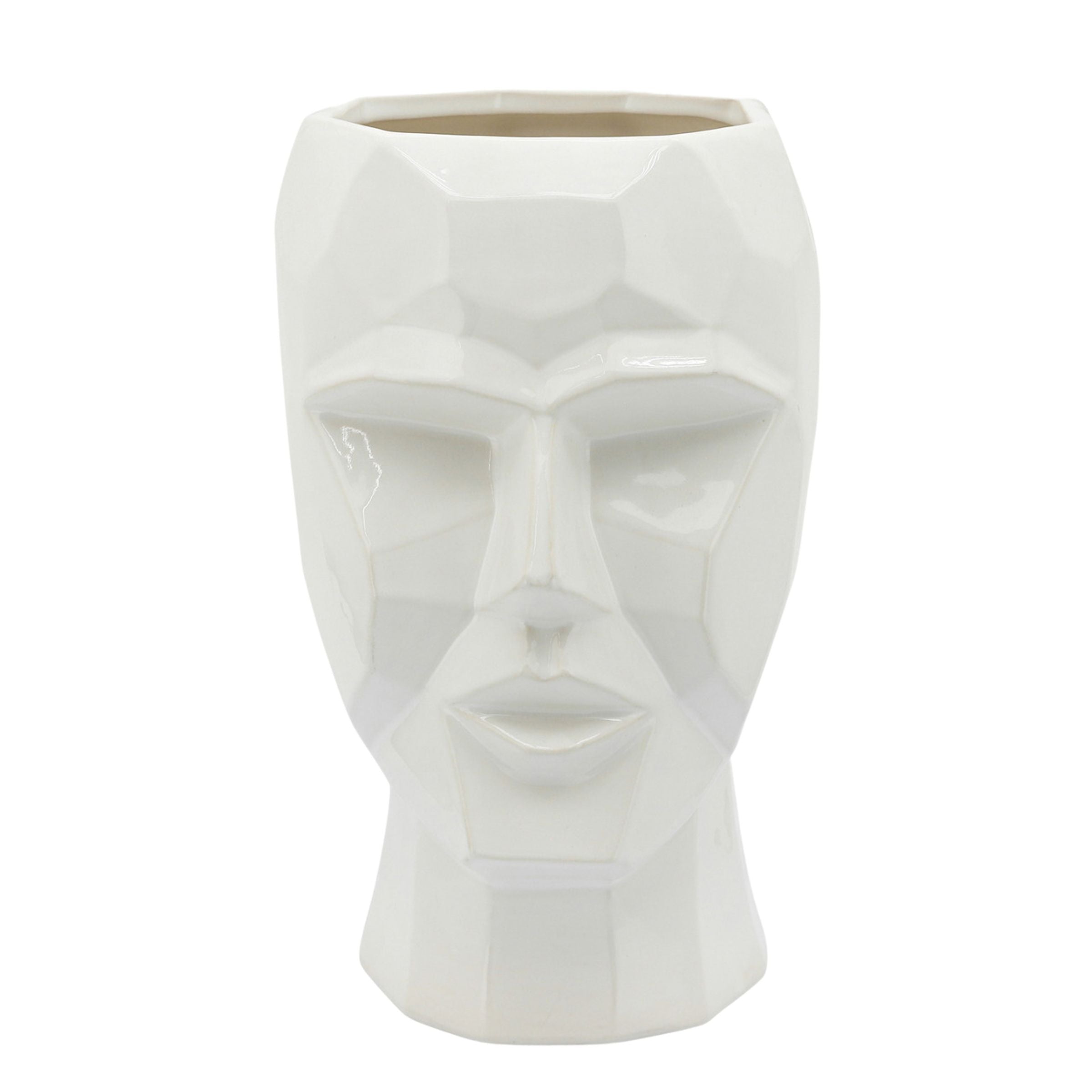 Face Ceramic Vase 30 Cm - White 14791-01 - Vases - ebarza Furniture UAE | Shop Modern Furniture in Abu Dhabi & Dubai - مفروشات ايبازرا في الامارات | تسوق اثاث عصري وديكورات مميزة في دبي وابوظبي