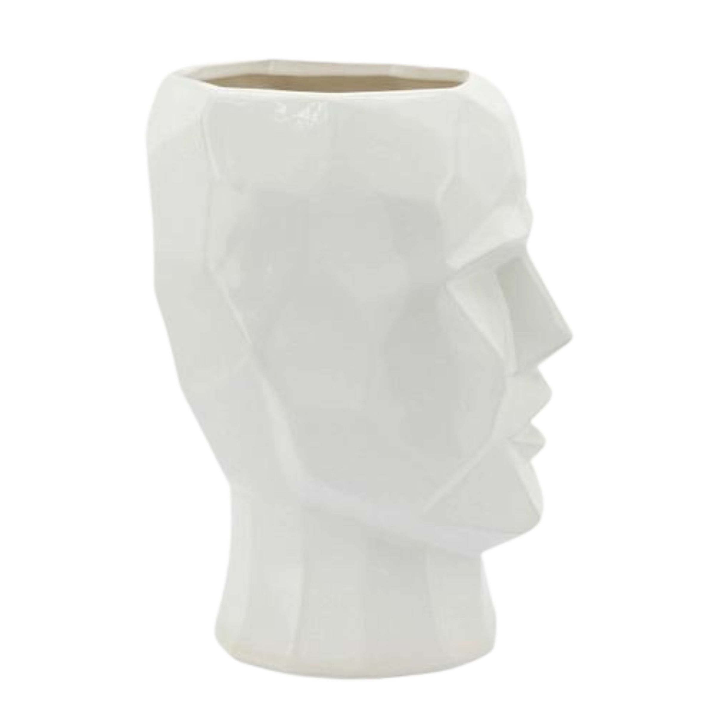 Face Ceramic Vase 30 Cm - White 14791-01 - Vases - ebarza Furniture UAE | Shop Modern Furniture in Abu Dhabi & Dubai - مفروشات ايبازرا في الامارات | تسوق اثاث عصري وديكورات مميزة في دبي وابوظبي