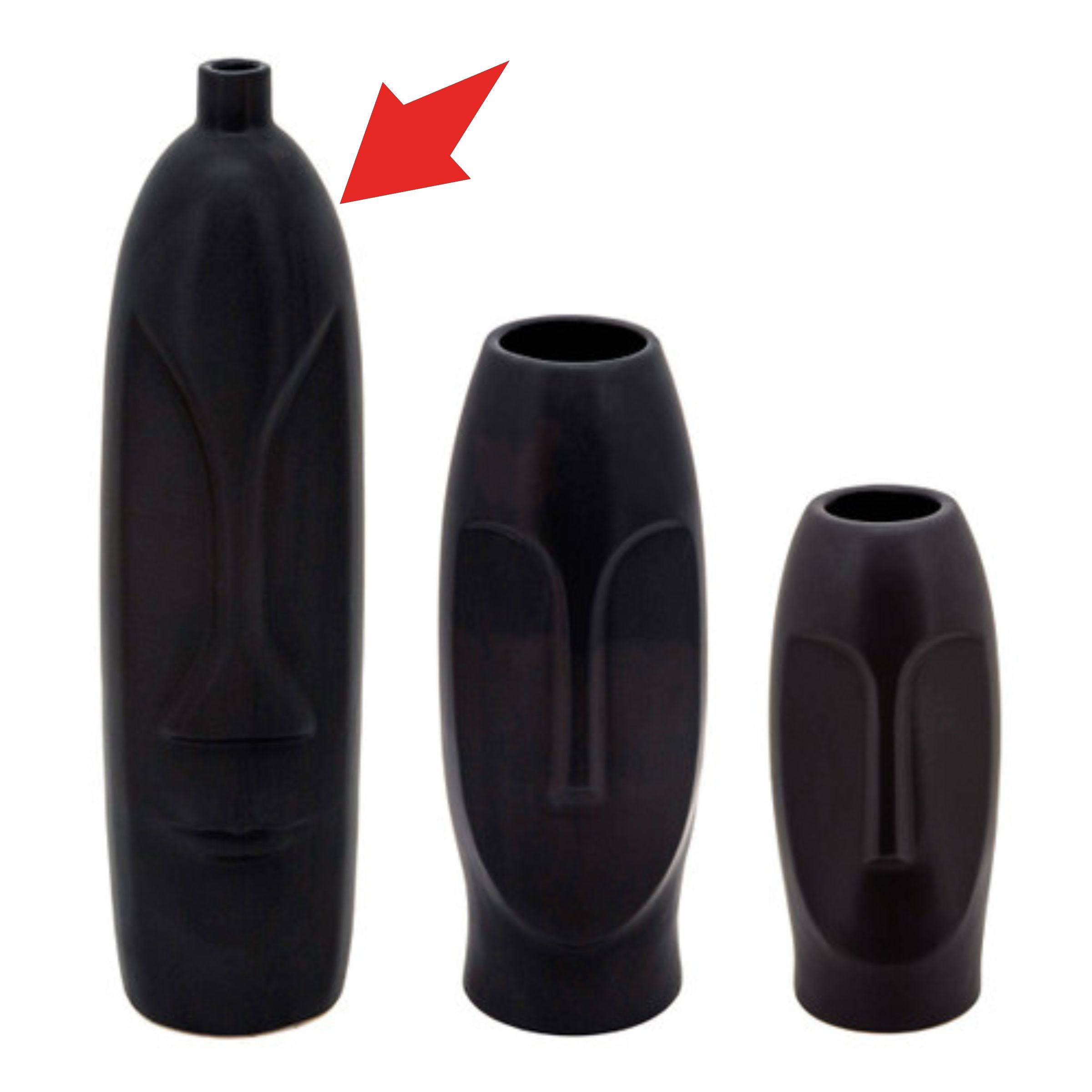 Face Ceramic Vase 45 Cm - Black 15761-02 - Vases - ebarza Furniture UAE | Shop Modern Furniture in Abu Dhabi & Dubai - مفروشات ايبازرا في الامارات | تسوق اثاث عصري وديكورات مميزة في دبي وابوظبي