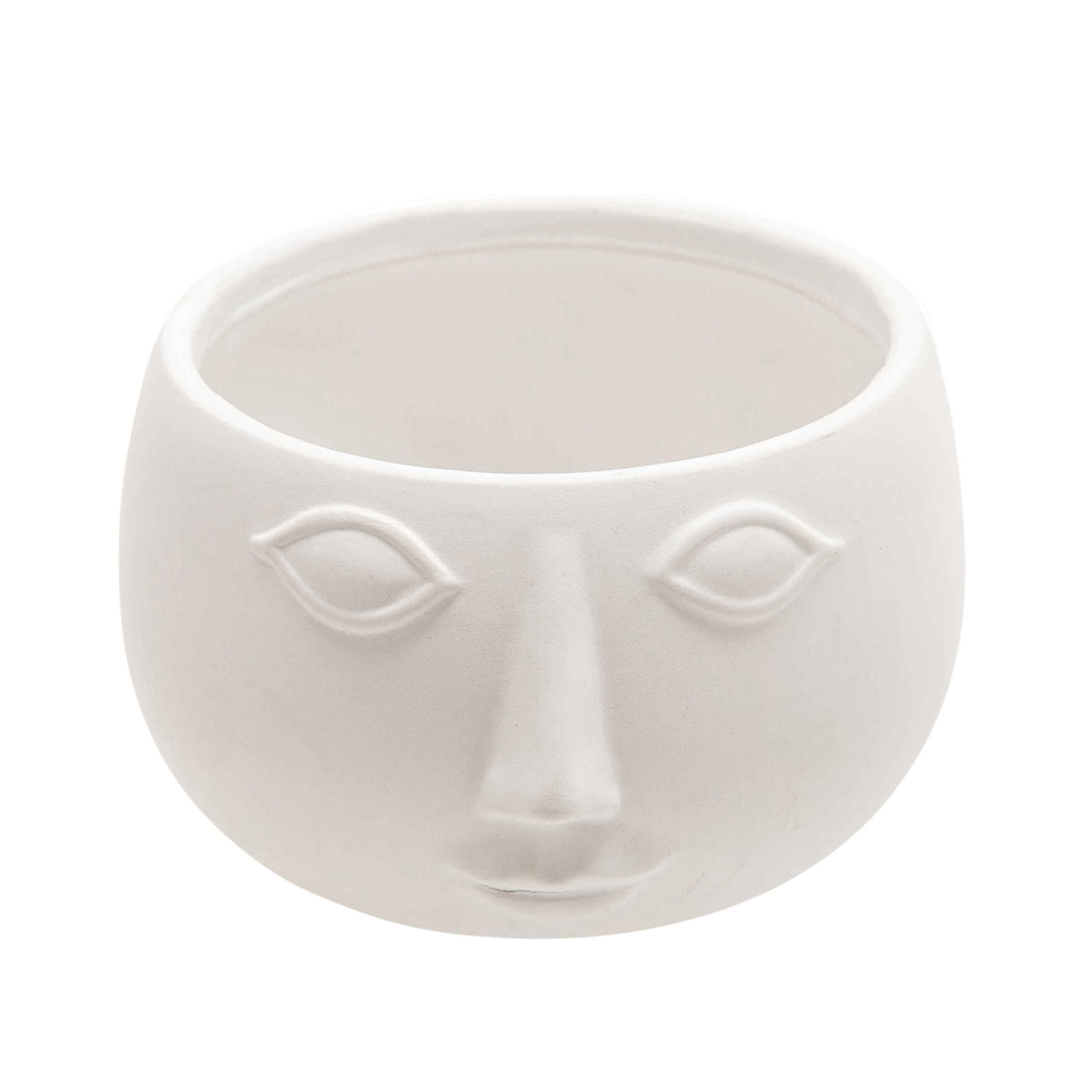 Face Matte White Ceramic Planter 17 Cm 14960-02 - Planter Boxes - ebarza Furniture UAE | Shop Modern Furniture in Abu Dhabi & Dubai - مفروشات ايبازرا في الامارات | تسوق اثاث عصري وديكورات مميزة في دبي وابوظبي