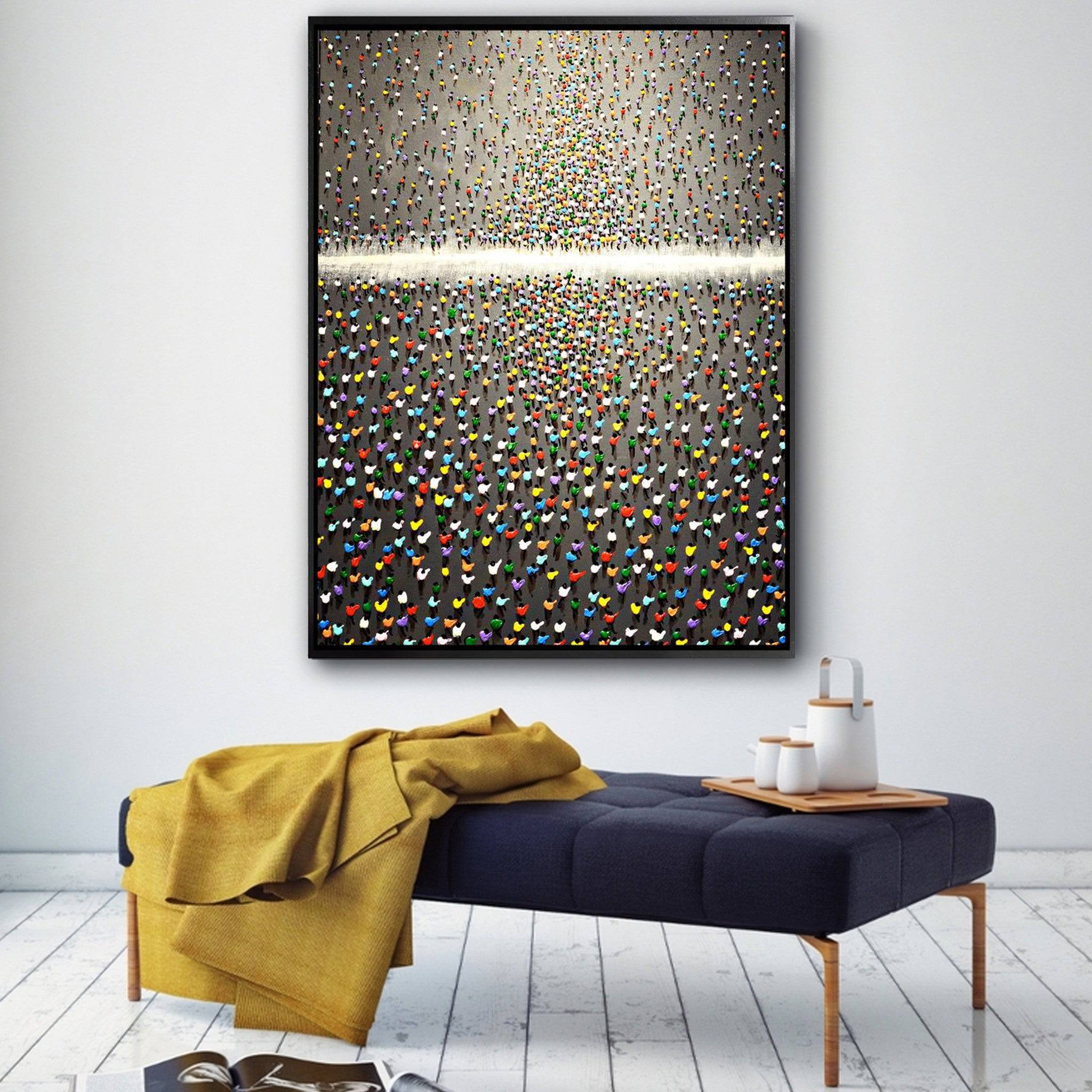 Folks Hand Painted Art Painting With Frame 95X125 Cm PNP009-SOAP0058 -  Paintings - ebarza Furniture UAE | Shop Modern Furniture in Abu Dhabi & Dubai - مفروشات ايبازرا في الامارات | تسوق اثاث عصري وديكورات مميزة في دبي وابوظبي