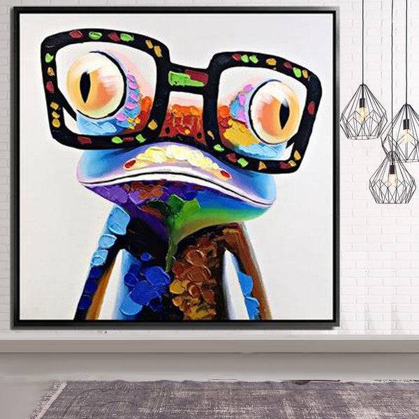 Funky Frog Hand Painted Art Painting With Frame 140X140 Cm Pnf010Xl Soap004 - Paintings - ebarza Furniture UAE | Shop Modern Furniture in Abu Dhabi & Dubai - مفروشات ايبازرا في الامارات | تسوق اثاث عصري وديكورات مميزة في دبي وابوظبي