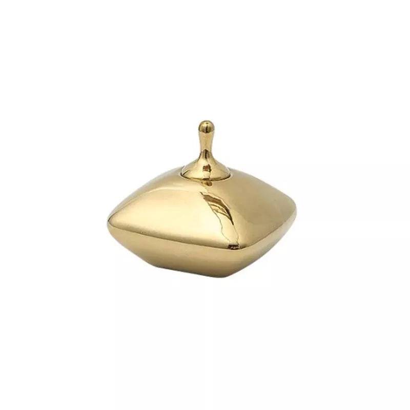 Gold Ceramic Jar - Medium Fd-D22042B - Vases - ebarza Furniture UAE | Shop Modern Furniture in Abu Dhabi & Dubai - مفروشات ايبازرا في الامارات | تسوق اثاث عصري وديكورات مميزة في دبي وابوظبي