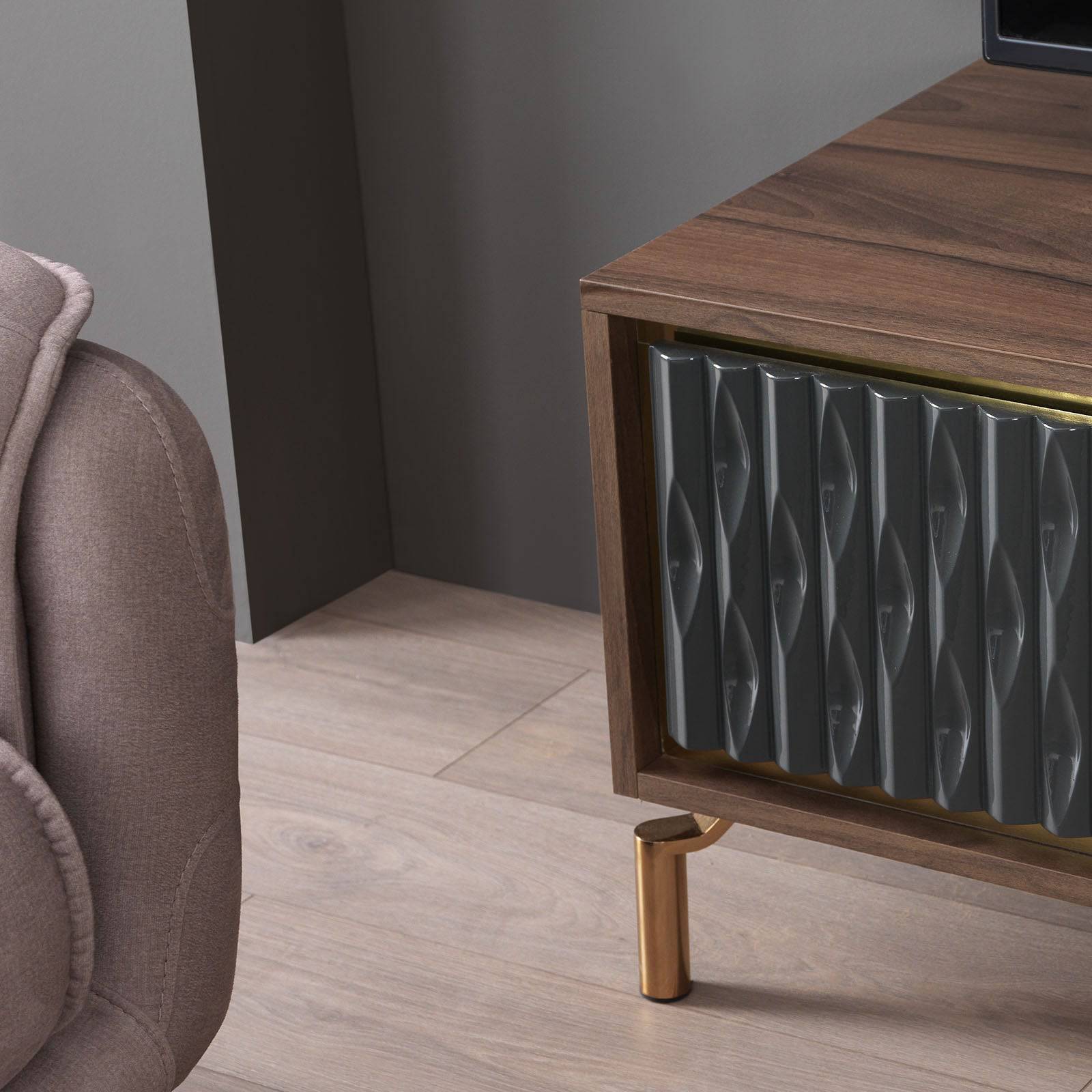Gold Tv Unit Gold0052 - TV Units - ebarza Furniture UAE | Shop Modern Furniture in Abu Dhabi & Dubai - مفروشات ايبازرا في الامارات | تسوق اثاث عصري وديكورات مميزة في دبي وابوظبي