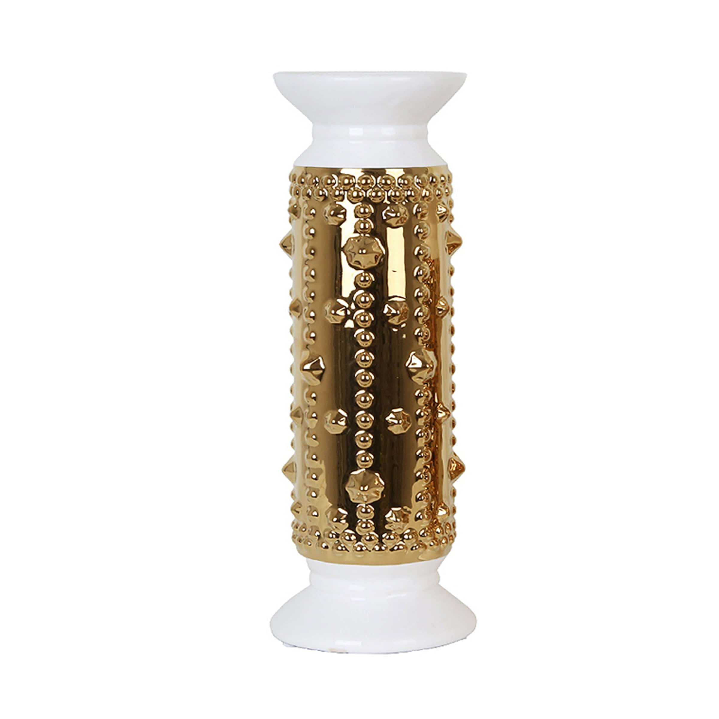Gold & White Candleholder -A Fl-D422A - Candle Holders - ebarza Furniture UAE | Shop Modern Furniture in Abu Dhabi & Dubai - مفروشات ايبازرا في الامارات | تسوق اثاث عصري وديكورات مميزة في دبي وابوظبي