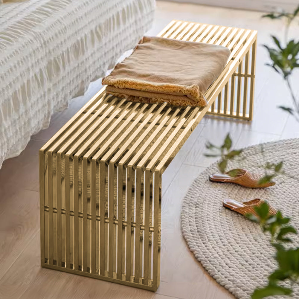 Display Item - Mid Century Stainless Bench Psh-48-G-Nakheel - DISPLAY ITEM - ebarza Furniture UAE | Shop Modern Furniture in Abu Dhabi & Dubai - مفروشات ايبازرا في الامارات | تسوق اثاث عصري وديكورات مميزة في دبي وابوظبي