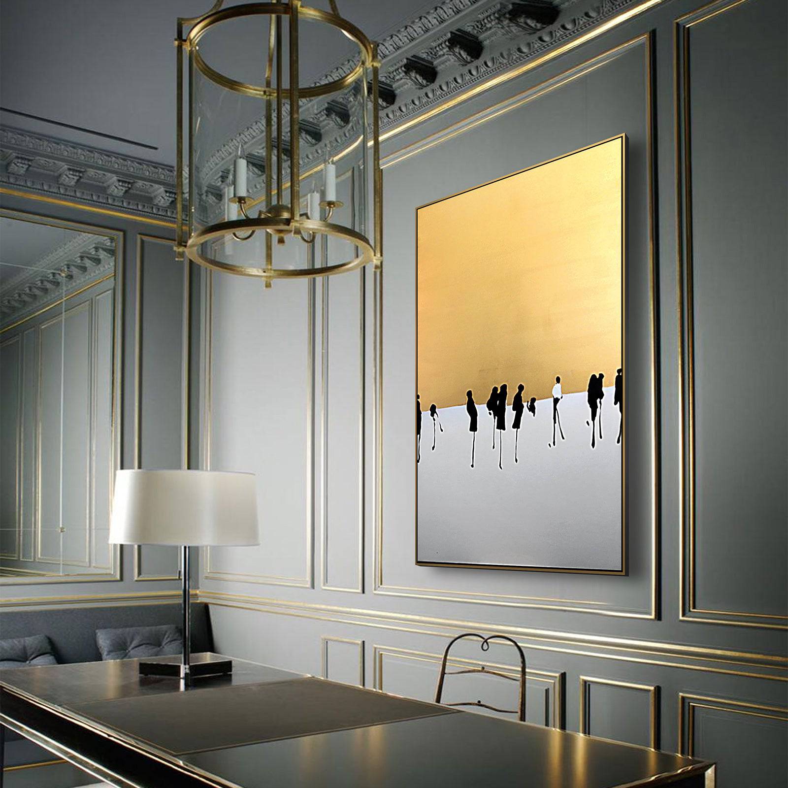 Golden Sky Hand Painted Art Painting With Frame 130X90 Cm SOAP0103 -  Paintings - ebarza Furniture UAE | Shop Modern Furniture in Abu Dhabi & Dubai - مفروشات ايبازرا في الامارات | تسوق اثاث عصري وديكورات مميزة في دبي وابوظبي