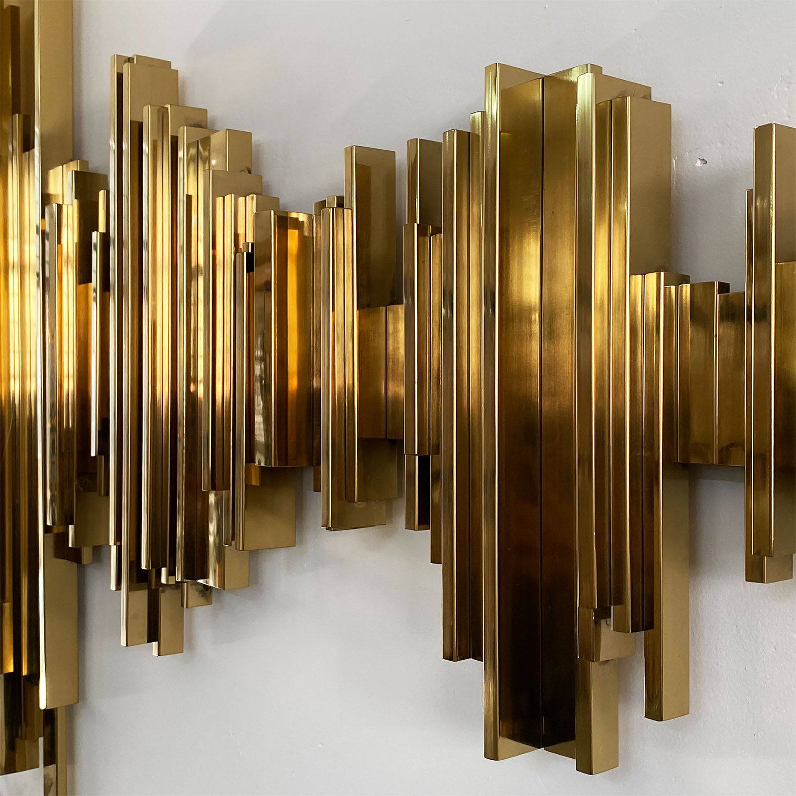 Pre-order 25 Days Delivery Golden Waves Handcrafted Stainless Steel Artwork Bg2020104 - Artwork - ebarza Furniture UAE | Shop Modern Furniture in Abu Dhabi & Dubai - مفروشات ايبازرا في الامارات | تسوق اثاث عصري وديكورات مميزة في دبي وابوظبي