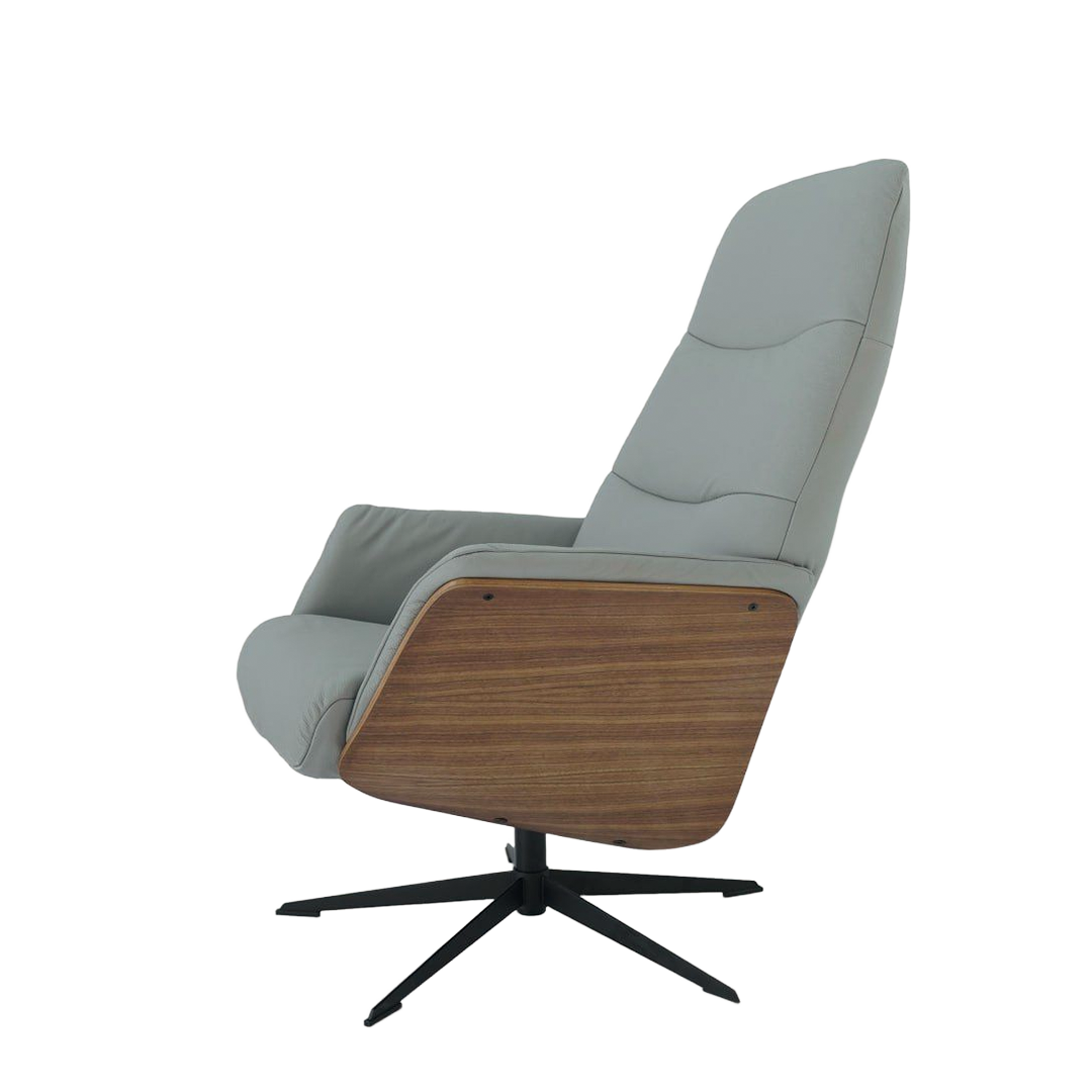 Gray Leather Relax Swivel and Recliner Lounge Chair With Black Legs SL-HJ5093MFM - Lounge Chairs - ebarza Furniture UAE | Shop Modern Furniture in Abu Dhabi & Dubai - مفروشات ايبازرا في الامارات | تسوق اثاث عصري وديكورات مميزة في دبي وابوظبي