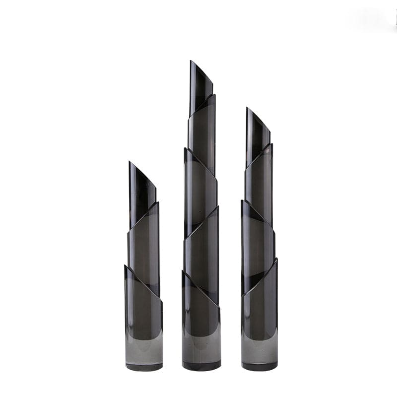 Grey Oblique Section Candle Holder-Short Fb-Sj2106C - Candle Holders - ebarza Furniture UAE | Shop Modern Furniture in Abu Dhabi & Dubai - مفروشات ايبازرا في الامارات | تسوق اثاث عصري وديكورات مميزة في دبي وابوظبي