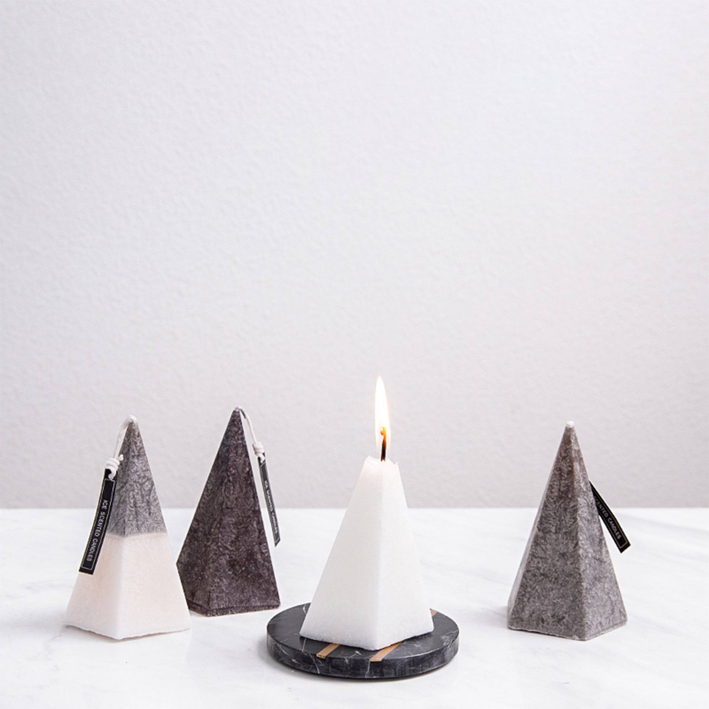 Grey Pyramid Candle Fc-Xy2001C - Candles - ebarza Furniture UAE | Shop Modern Furniture in Abu Dhabi & Dubai - مفروشات ايبازرا في الامارات | تسوق اثاث عصري وديكورات مميزة في دبي وابوظبي