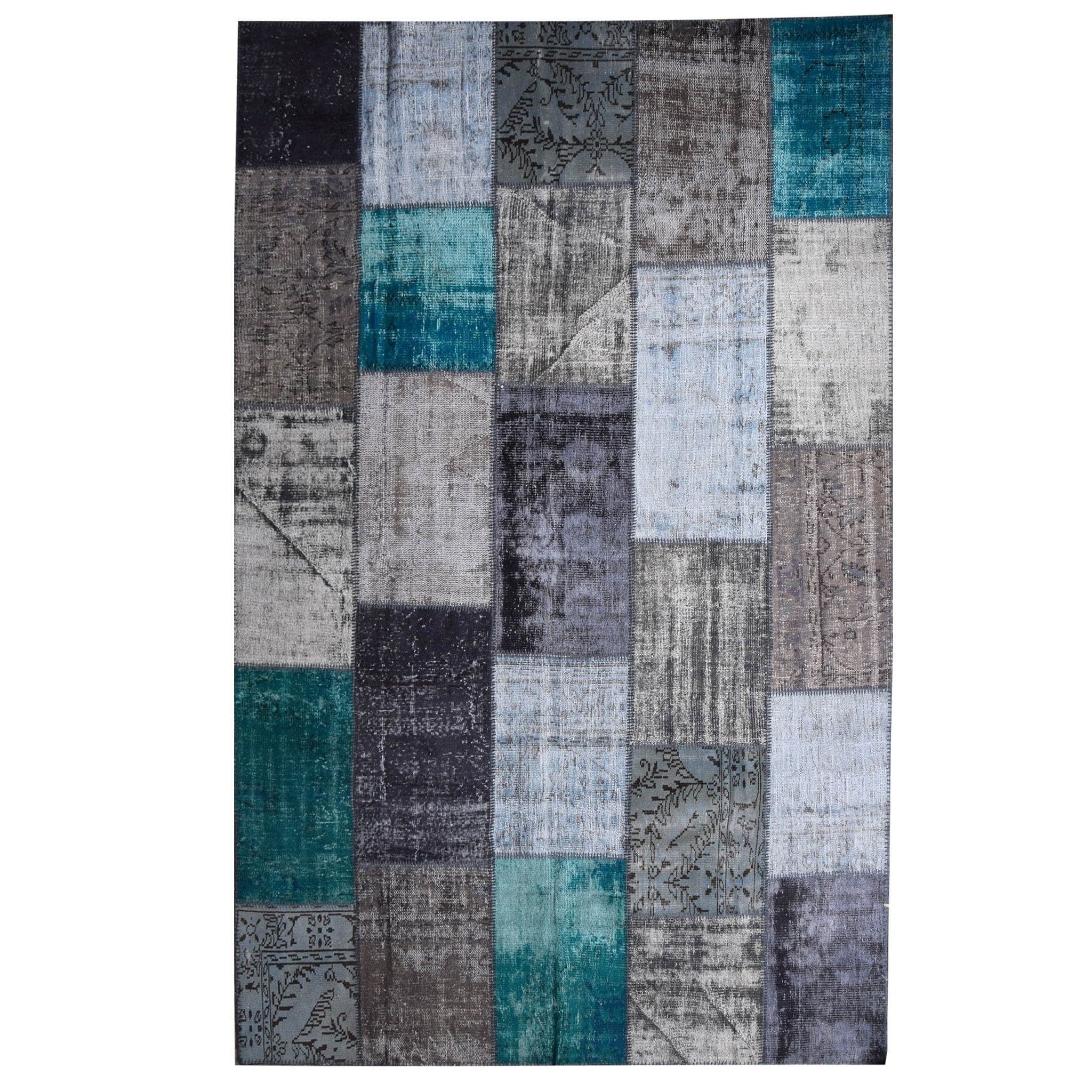 Hali Handmade Patchwork Over Dyed Rug 250X250 Pw075 G+T -  Rugs - ebarza Furniture UAE | Shop Modern Furniture in Abu Dhabi & Dubai - مفروشات ايبازرا في الامارات | تسوق اثاث عصري وديكورات مميزة في دبي وابوظبي
