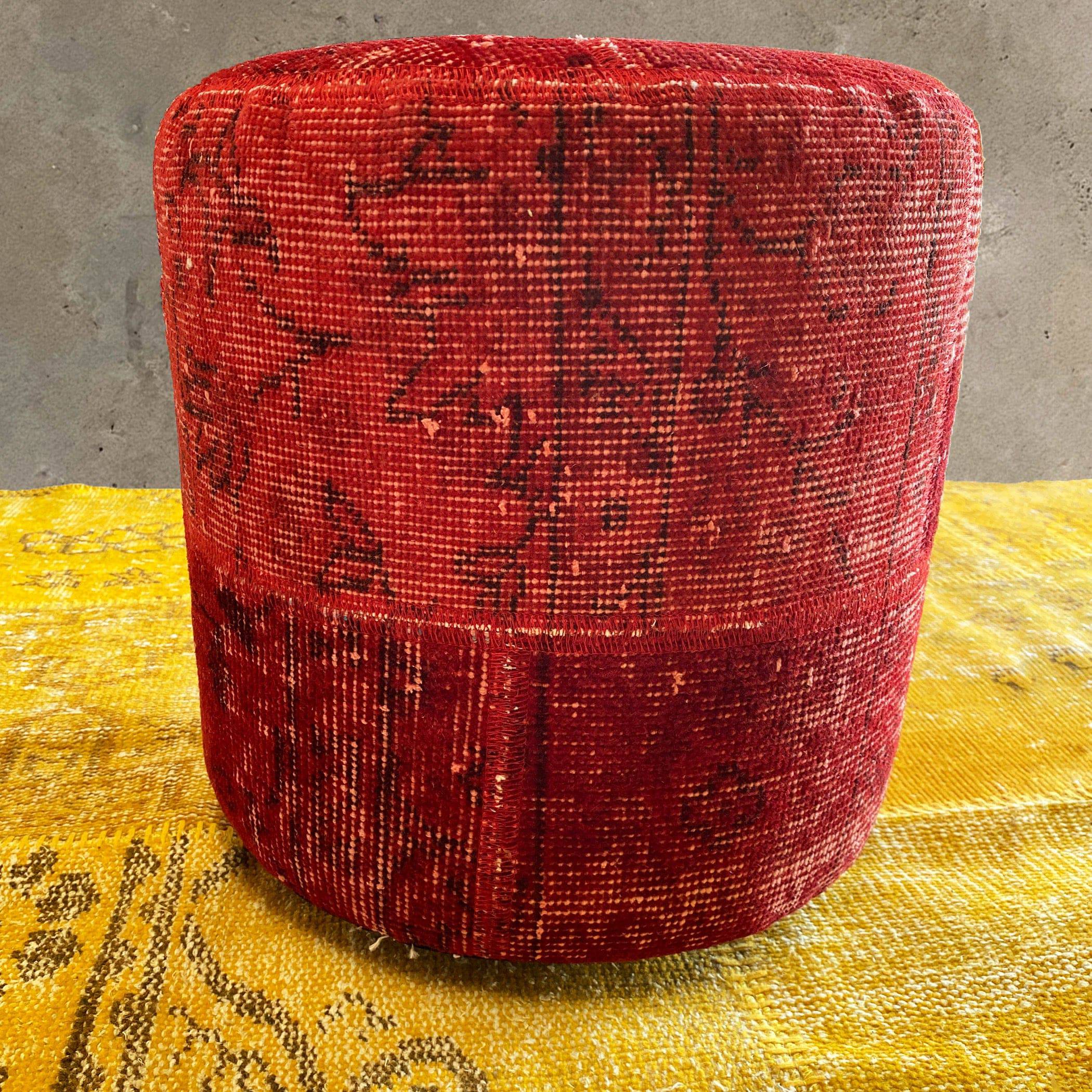 Hali X-Bursa Handmade Over Dyed Pouf Red001 -  Poufs - ebarza Furniture UAE | Shop Modern Furniture in Abu Dhabi & Dubai - مفروشات ايبازرا في الامارات | تسوق اثاث عصري وديكورات مميزة في دبي وابوظبي