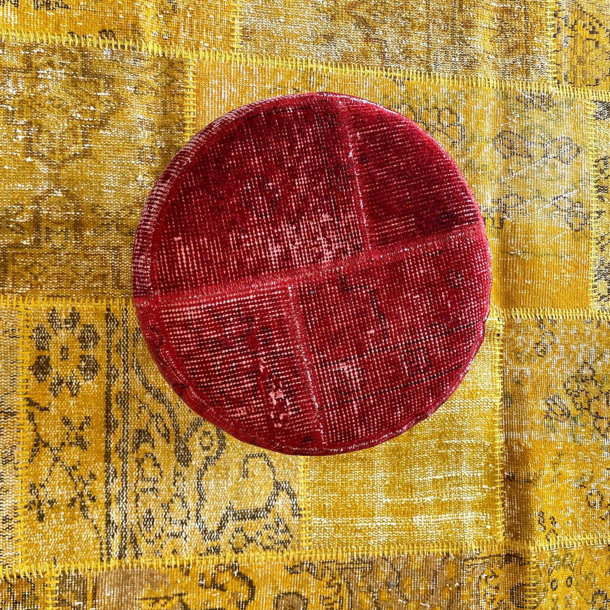 Hali X-Bursa Handmade Over Dyed Pouf Red001 -  Poufs - ebarza Furniture UAE | Shop Modern Furniture in Abu Dhabi & Dubai - مفروشات ايبازرا في الامارات | تسوق اثاث عصري وديكورات مميزة في دبي وابوظبي