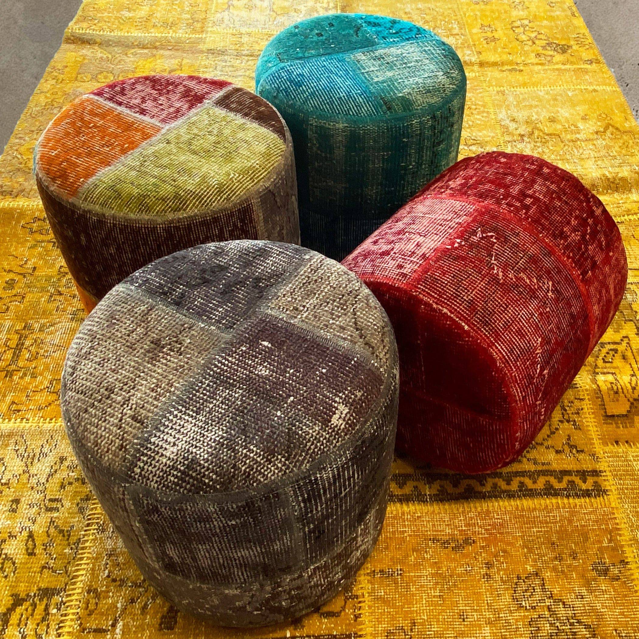 Hali X-Bursa Handmade Over Dyed Pouf Red001 -  Poufs - ebarza Furniture UAE | Shop Modern Furniture in Abu Dhabi & Dubai - مفروشات ايبازرا في الامارات | تسوق اثاث عصري وديكورات مميزة في دبي وابوظبي