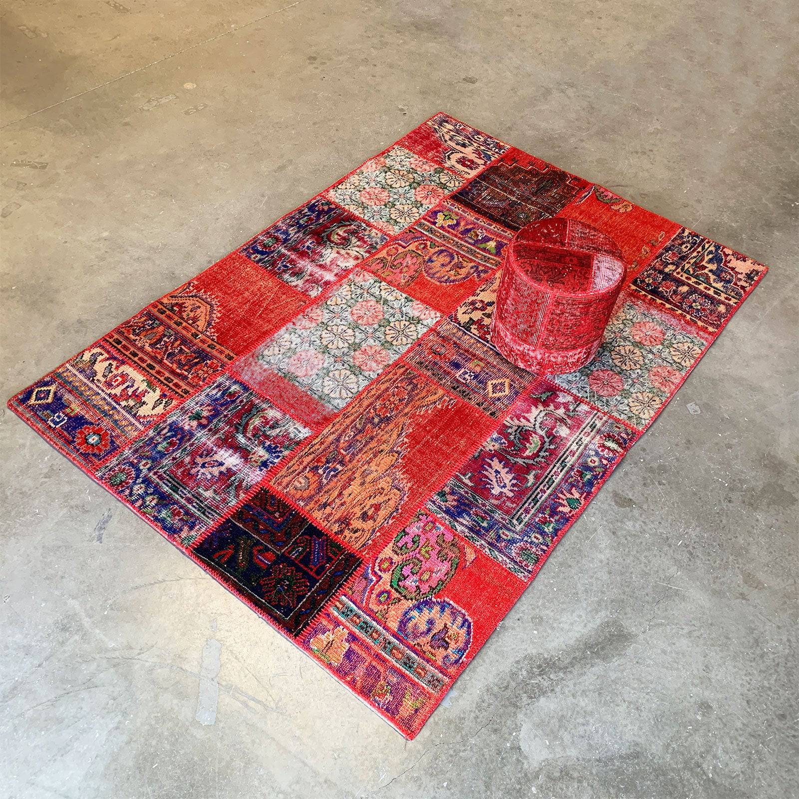 Hali X-Bursa Patchwork Handmade Over Dyed Rug 250X250 Pw077-R -  Rugs - ebarza Furniture UAE | Shop Modern Furniture in Abu Dhabi & Dubai - مفروشات ايبازرا في الامارات | تسوق اثاث عصري وديكورات مميزة في دبي وابوظبي