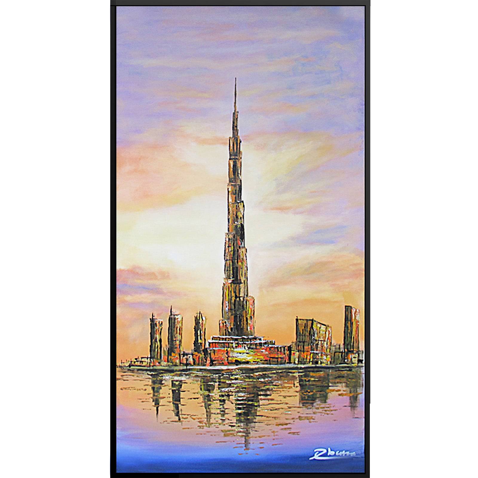 Hand Painted Burj Khalifa Dubai Art Painting With Frame 90X180 Cm Soap0012X -  Paintings - ebarza Furniture UAE | Shop Modern Furniture in Abu Dhabi & Dubai - مفروشات ايبازرا في الامارات | تسوق اثاث عصري وديكورات مميزة في دبي وابوظبي