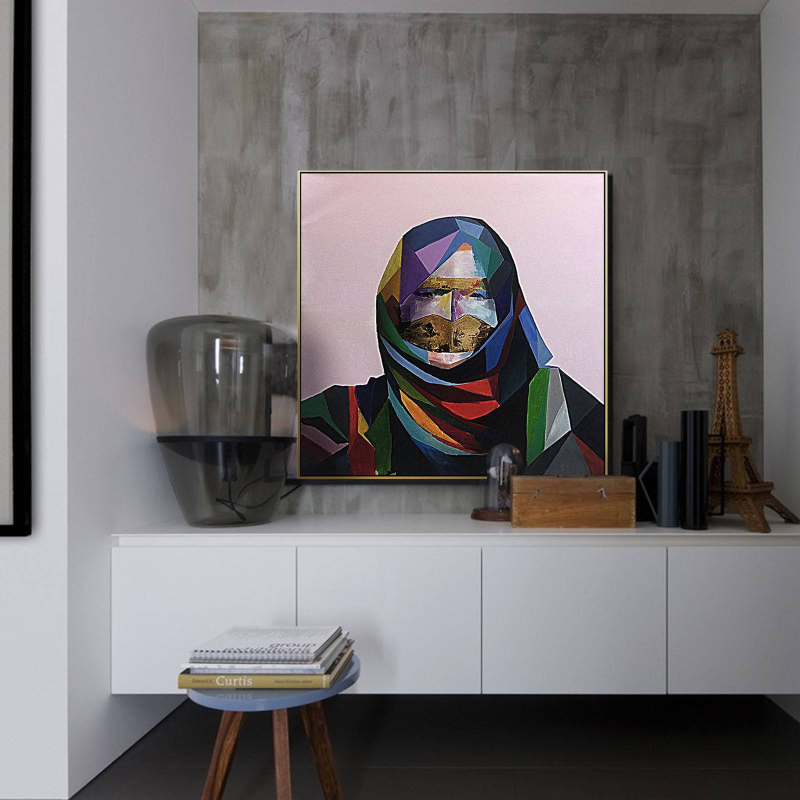 Hand Painted UAE Culture Art Painting With Frame 65X65 Cm SOAP055SM - Paintings - ebarza Furniture UAE | Shop Modern Furniture in Abu Dhabi & Dubai - مفروشات ايبازرا في الامارات | تسوق اثاث عصري وديكورات مميزة في دبي وابوظبي