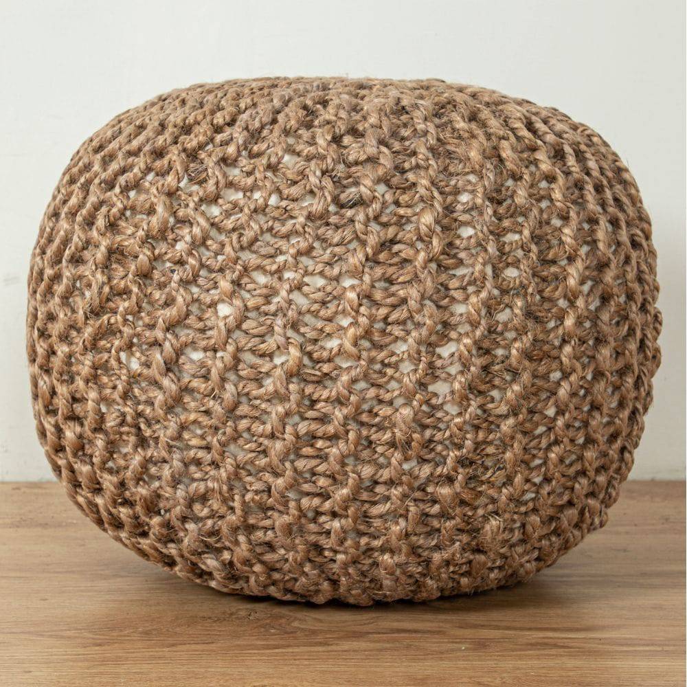 Handmade Jute Pouf Pouf Morocco Jute Dori - Poufs - ebarza Furniture UAE | Shop Modern Furniture in Abu Dhabi & Dubai - مفروشات ايبازرا في الامارات | تسوق اثاث عصري وديكورات مميزة في دبي وابوظبي
