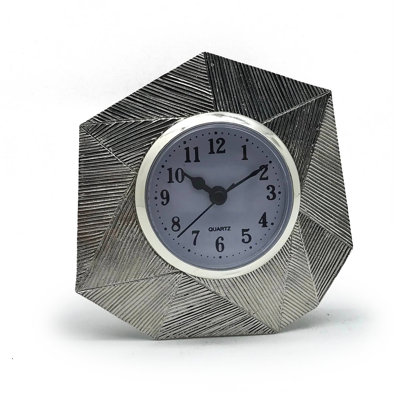 Handmade Zinc Desk Clock Chrome 48309A000 - Clocks - ebarza Furniture UAE | Shop Modern Furniture in Abu Dhabi & Dubai - مفروشات ايبازرا في الامارات | تسوق اثاث عصري وديكورات مميزة في دبي وابوظبي