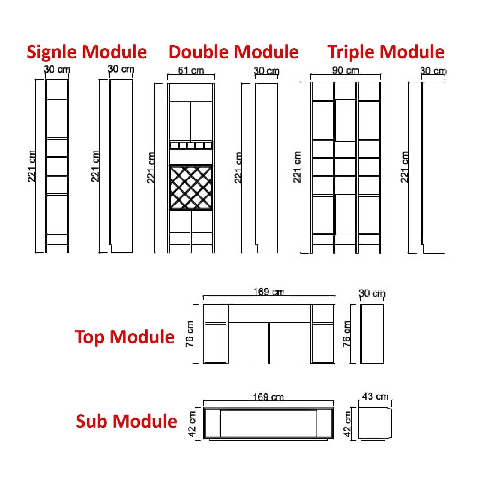 Hera Wall Unit Bookshelves Tv And Top Module Hera-Walltvtp - TV Units - ebarza Furniture UAE | Shop Modern Furniture in Abu Dhabi & Dubai - مفروشات ايبازرا في الامارات | تسوق اثاث عصري وديكورات مميزة في دبي وابوظبي