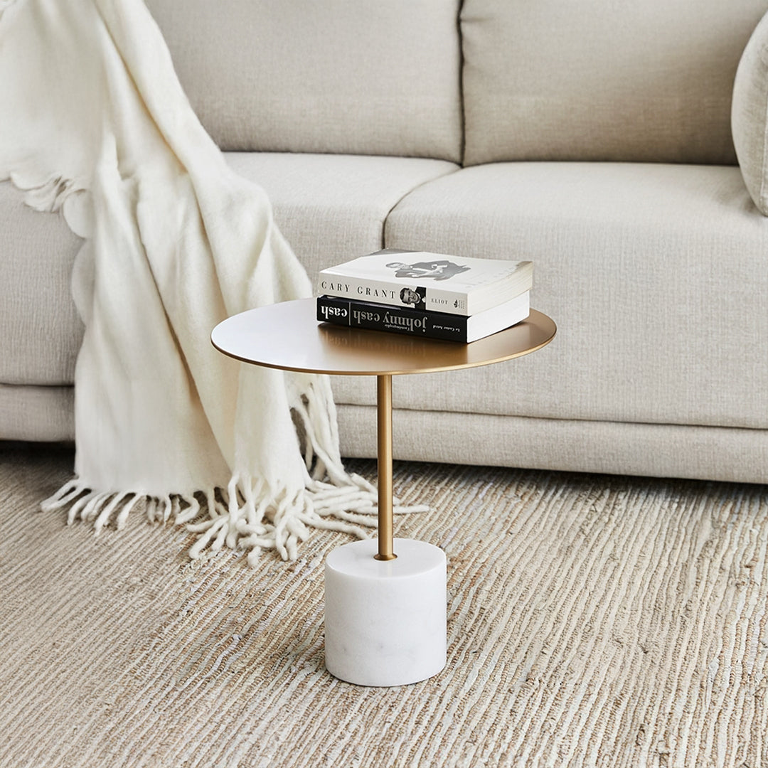 Espoo Marble Side Table Ct8684-44-Br - Side Tables - ebarza Furniture UAE | Shop Modern Furniture in Abu Dhabi & Dubai - مفروشات ايبازرا في الامارات | تسوق اثاث عصري وديكورات مميزة في دبي وابوظبي
