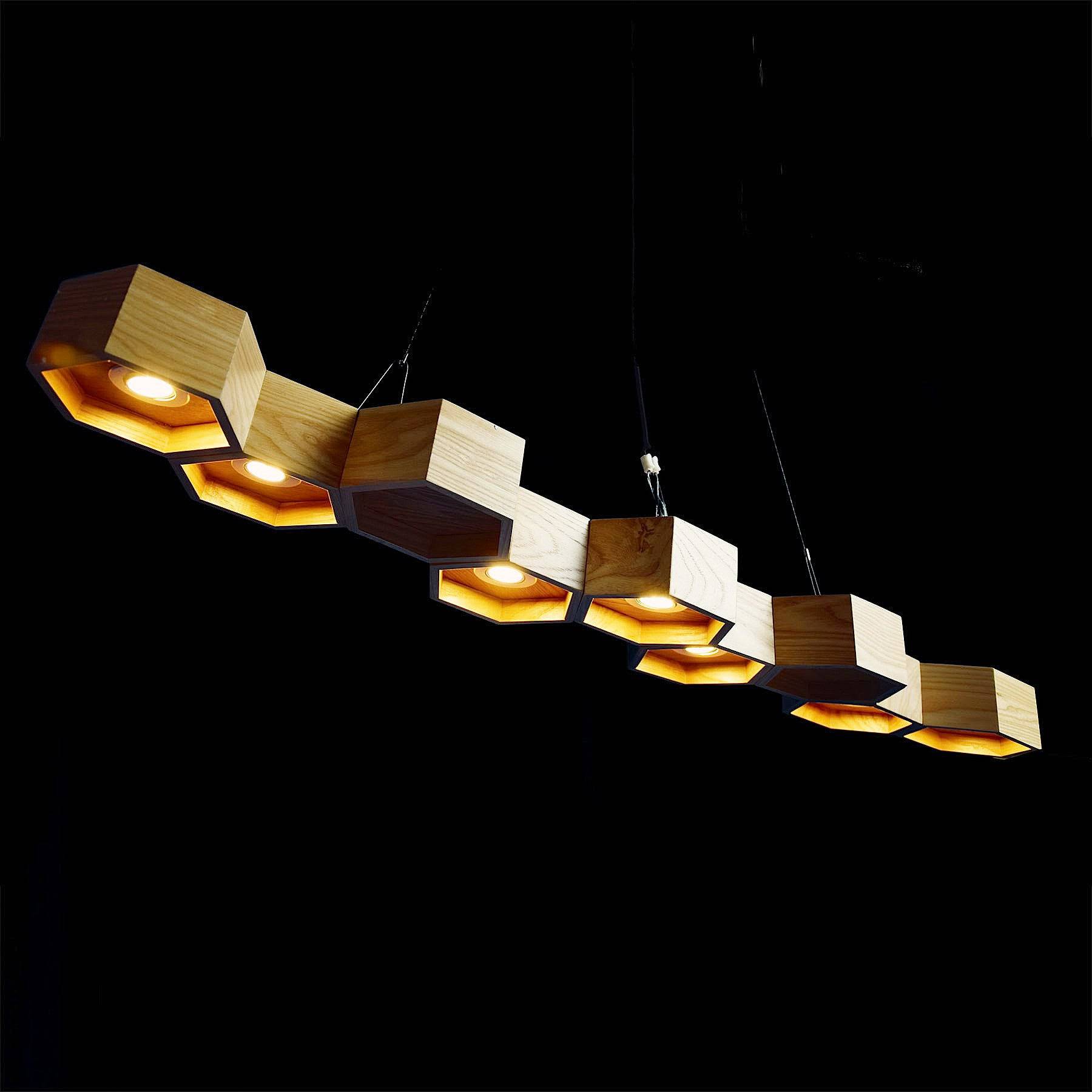 Honeycomb Solid Wood Pendant Lamp With Led Bulbs Bp0687-9N - Pendant Lamps - ebarza Furniture UAE | Shop Modern Furniture in Abu Dhabi & Dubai - مفروشات ايبازرا في الامارات | تسوق اثاث عصري وديكورات مميزة في دبي وابوظبي