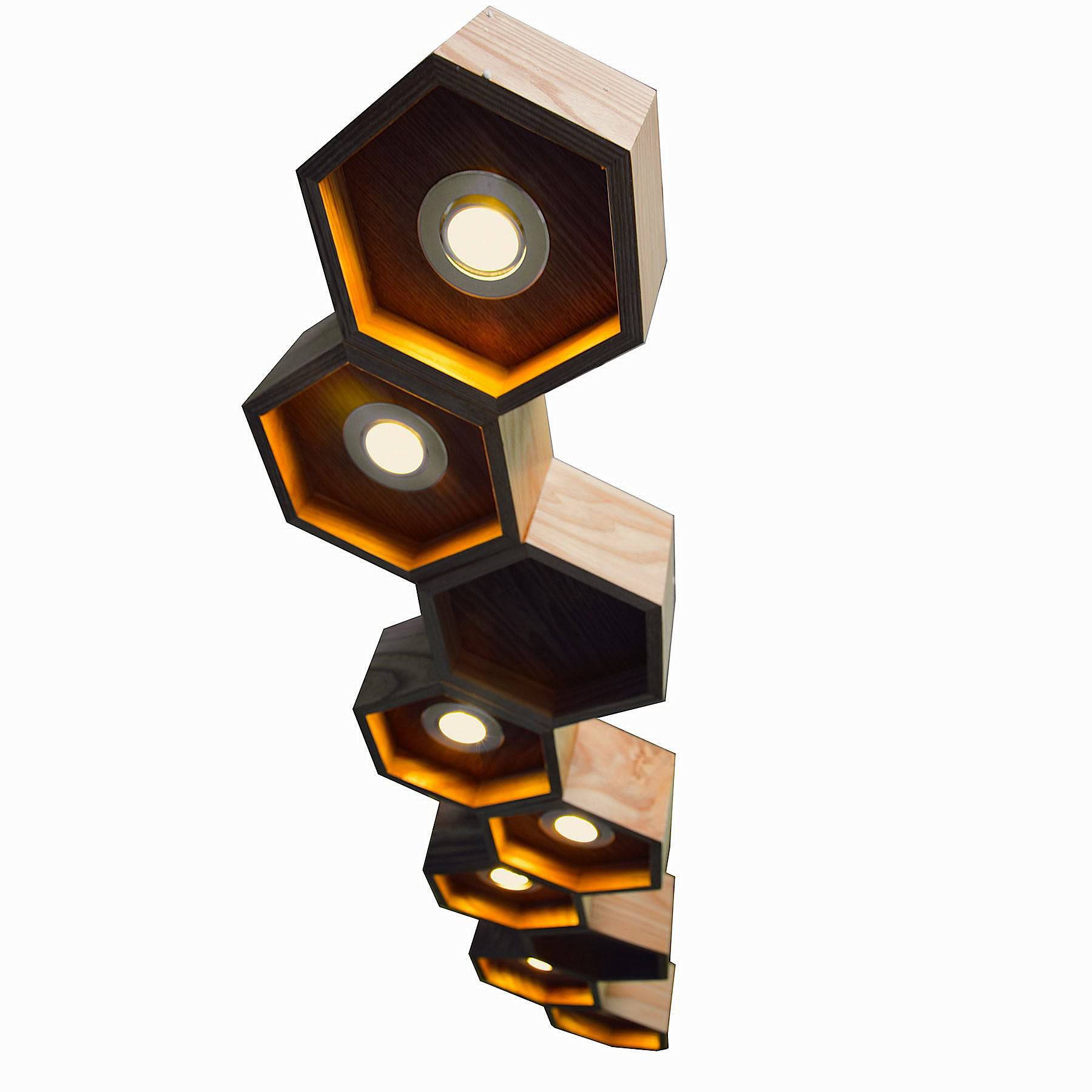 Honeycomb Solid Wood Pendant Lamp With Led Bulbs Bp0687-9N - Pendant Lamps - ebarza Furniture UAE | Shop Modern Furniture in Abu Dhabi & Dubai - مفروشات ايبازرا في الامارات | تسوق اثاث عصري وديكورات مميزة في دبي وابوظبي