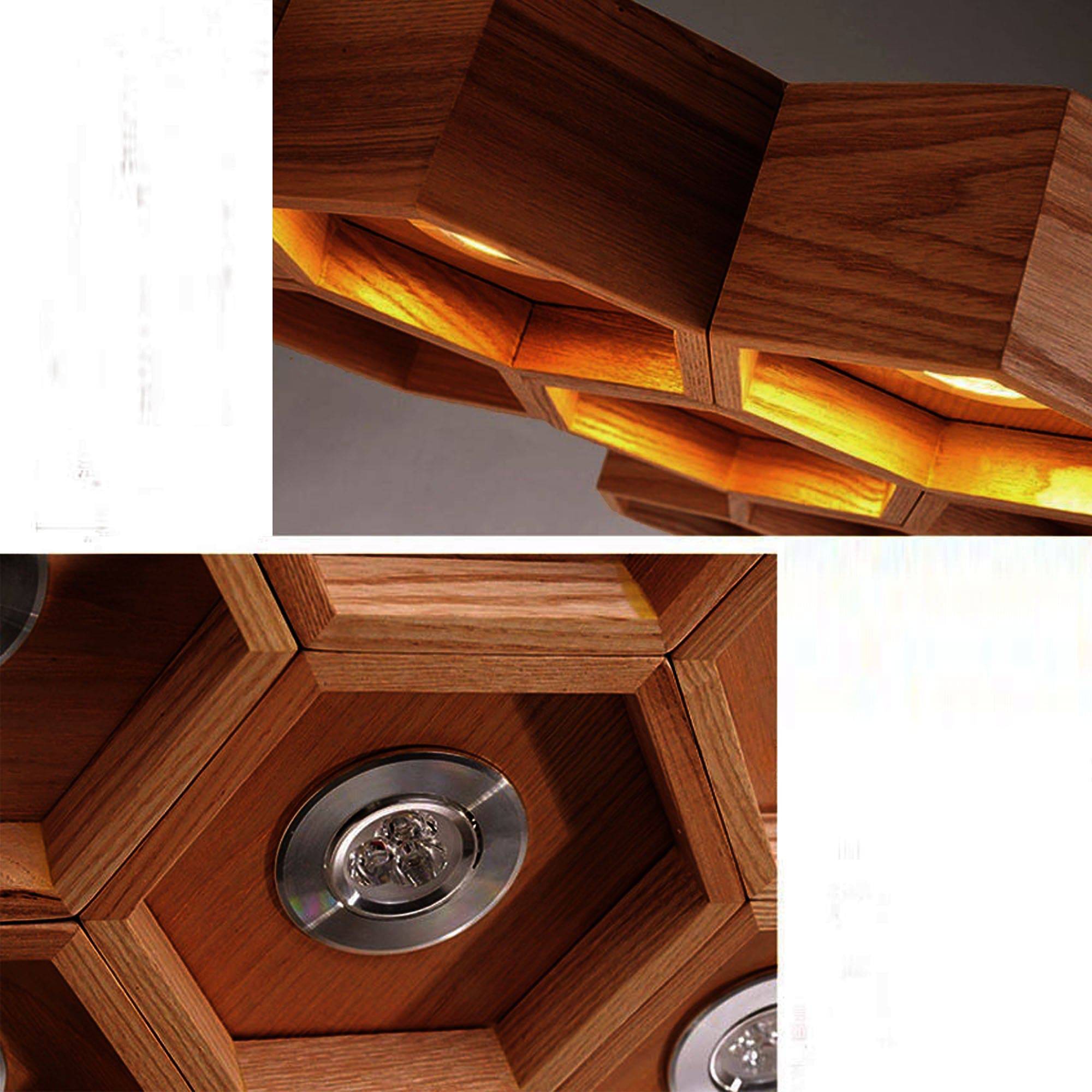 Honeycomb Solid Wood Pendant Lamp With Led Bulbs Bpmt26-W - Pendant Lamps - ebarza Furniture UAE | Shop Modern Furniture in Abu Dhabi & Dubai - مفروشات ايبازرا في الامارات | تسوق اثاث عصري وديكورات مميزة في دبي وابوظبي