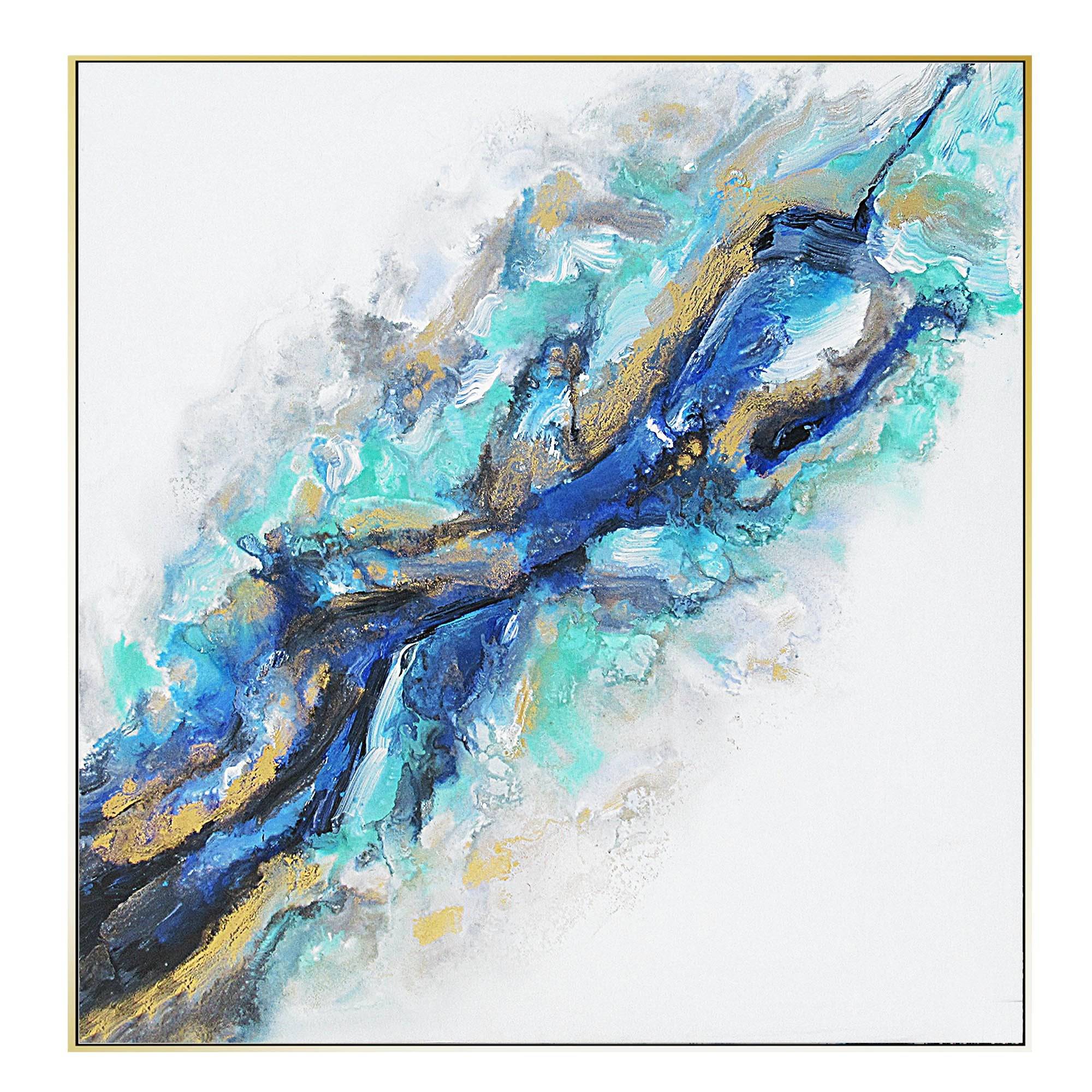 Ice Crack Hand Painted Art Painting With Frame 140X140 CM Soap0063 -  Paintings - ebarza Furniture UAE | Shop Modern Furniture in Abu Dhabi & Dubai - مفروشات ايبازرا في الامارات | تسوق اثاث عصري وديكورات مميزة في دبي وابوظبي